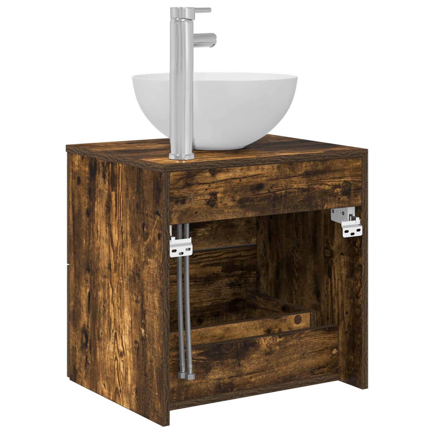 Wall-Mounted Sink Vanity Smoked Oak 49.5 x 35 x 63 cm