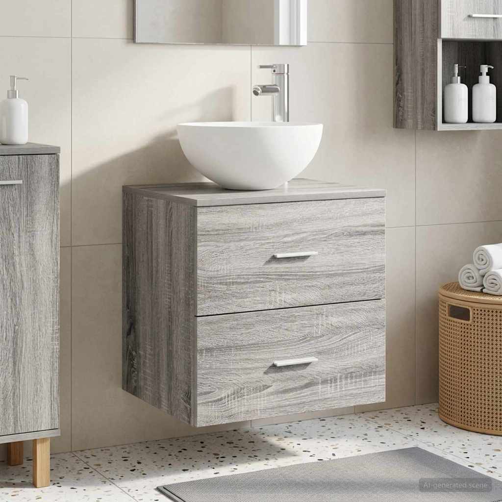 Wall-Mounted Sink Vanity Grey Sonoma 49.5 x 35 x 63 cm