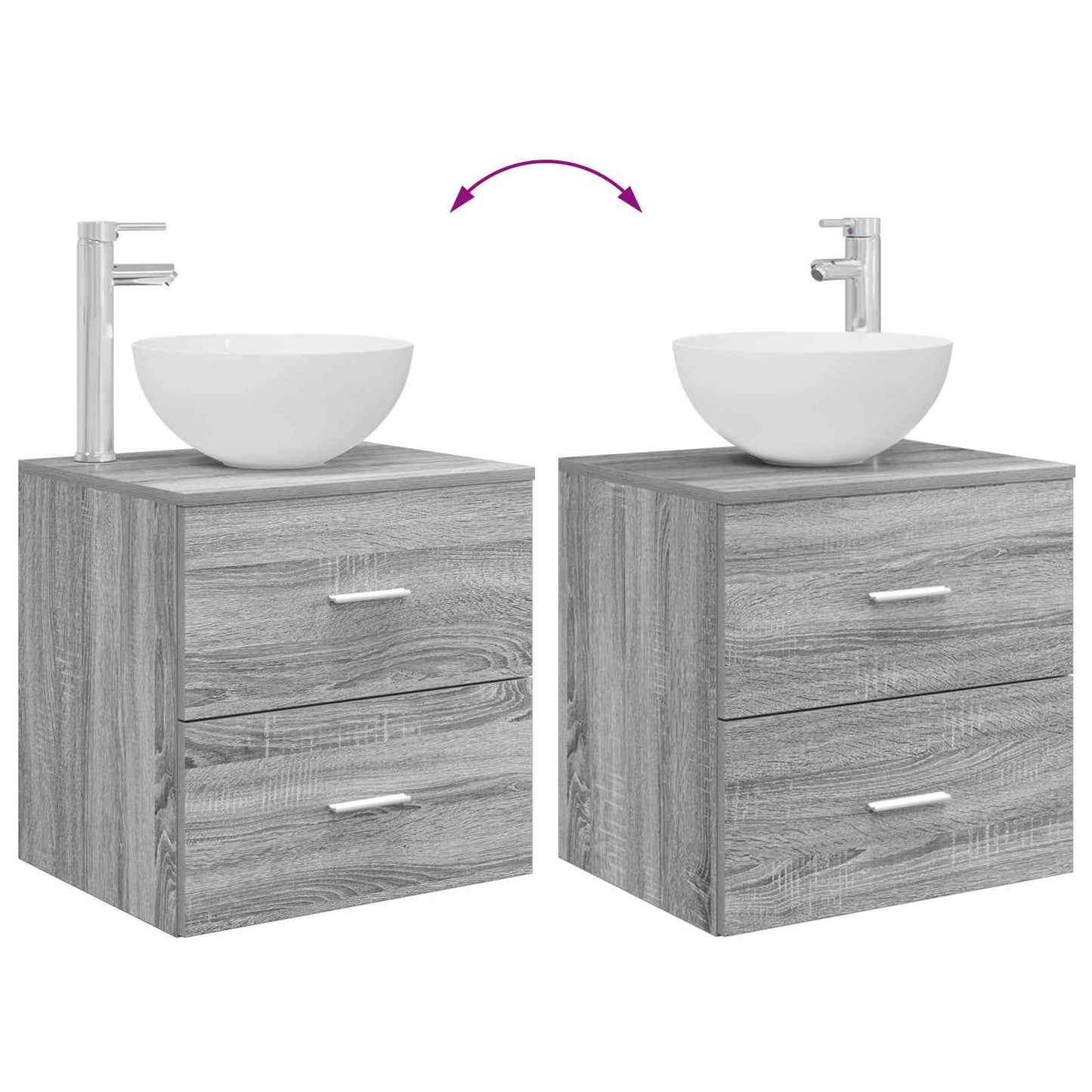 Wall-Mounted Sink Vanity Grey Sonoma 49.5 x 35 x 63 cm