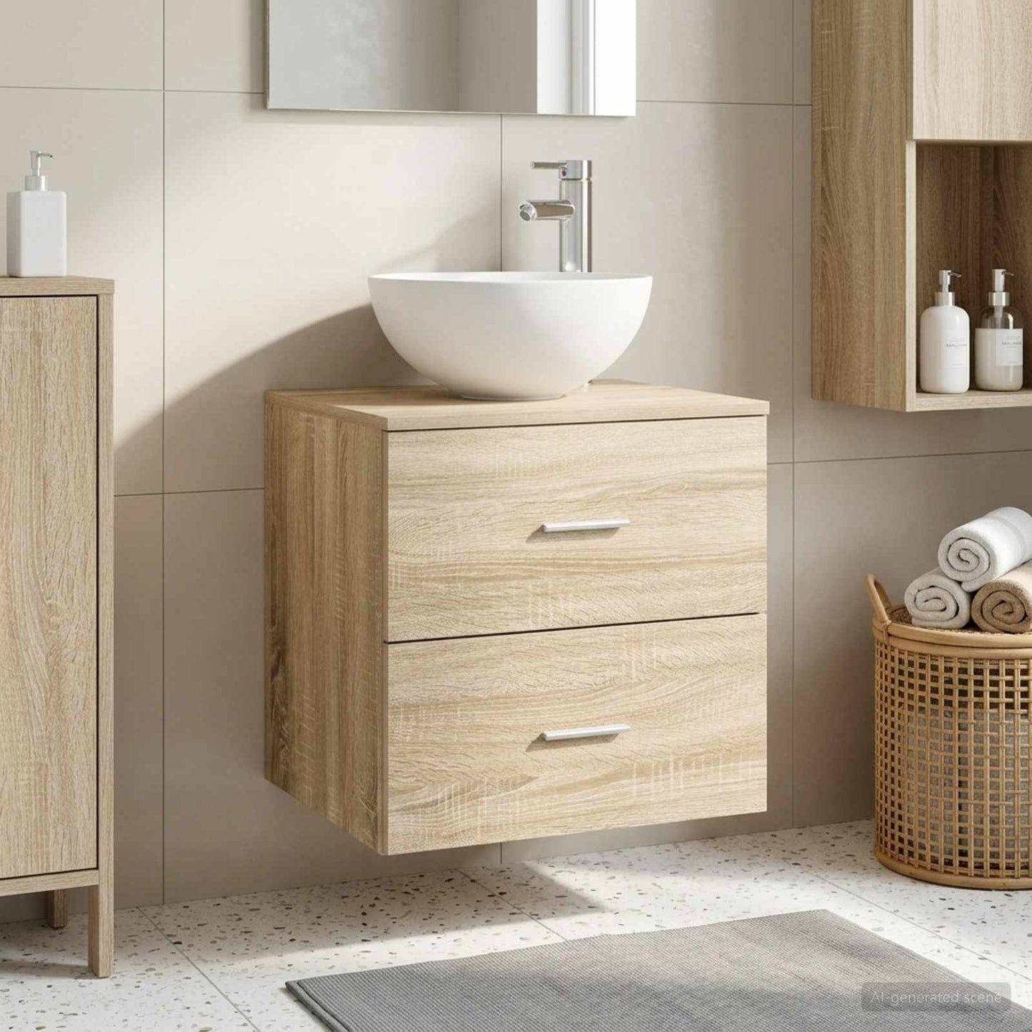 Wall-Mounted Sink Vanity Sonoma Oak 49.5 x 41 x 64.5 cm