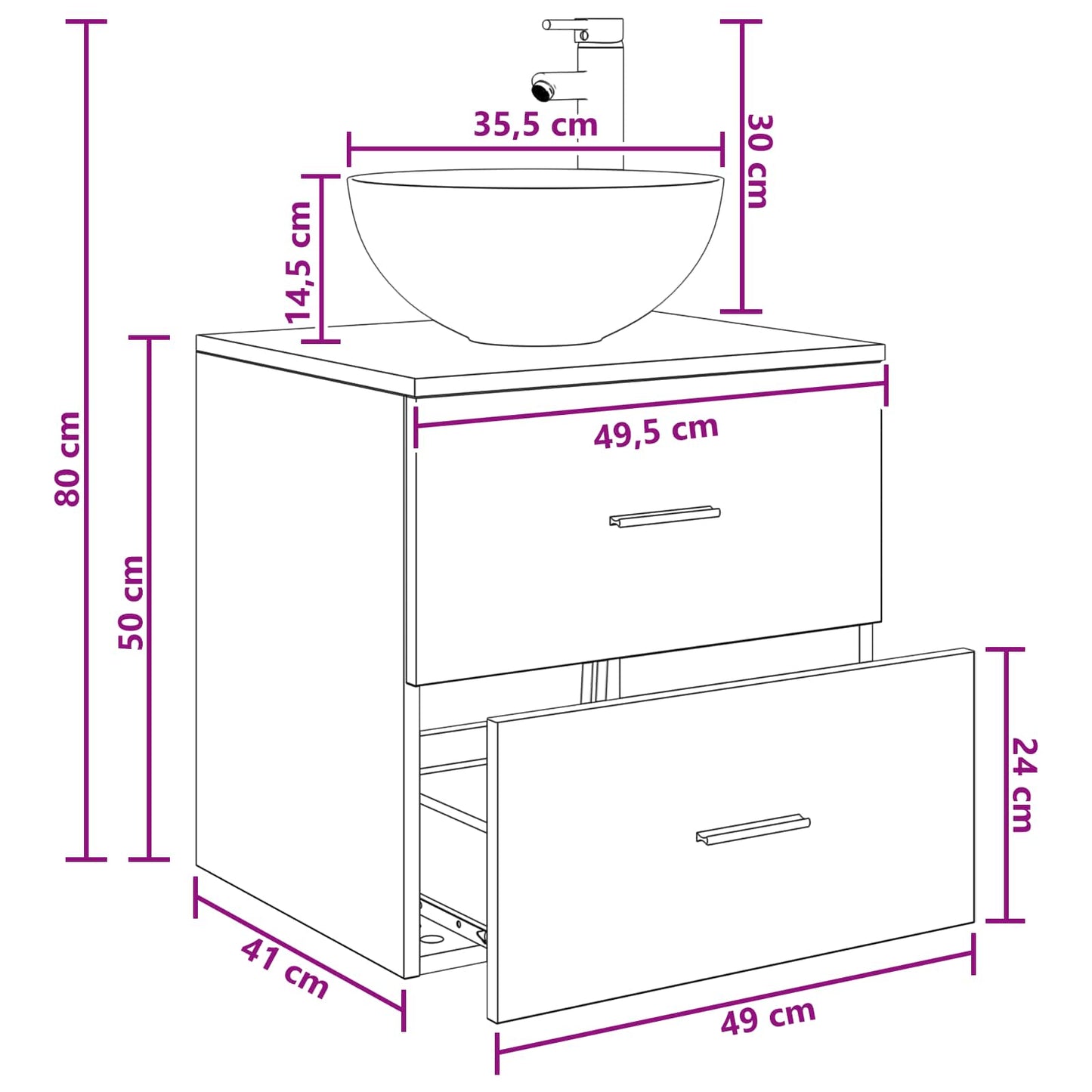 Wall-Mounted Sink Vanity Old Wood 49.5 x 41 x 64.5 cm