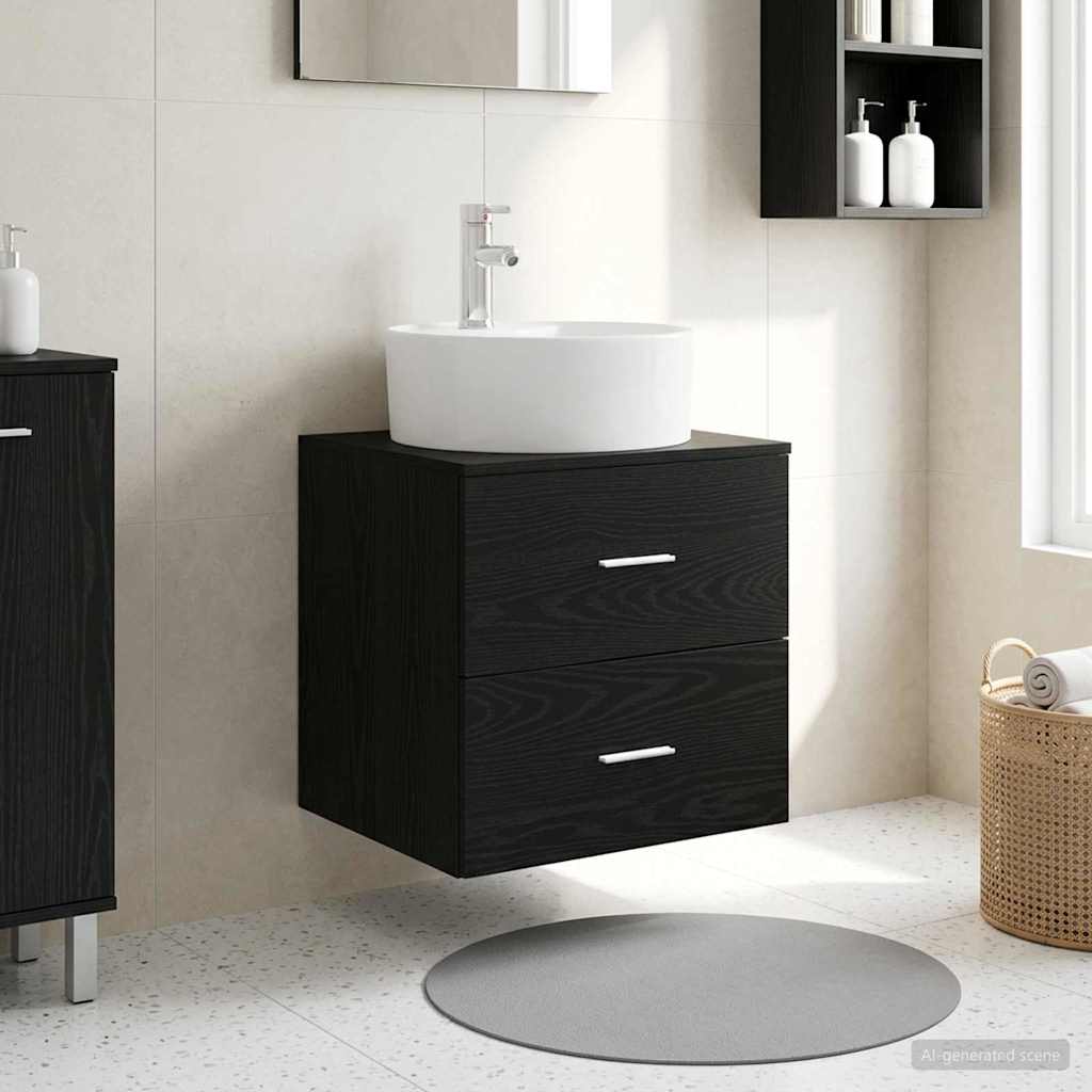 Wall-Mounted Sink Vanity Black Oak 49.5 x 44.5 x 65 cm
