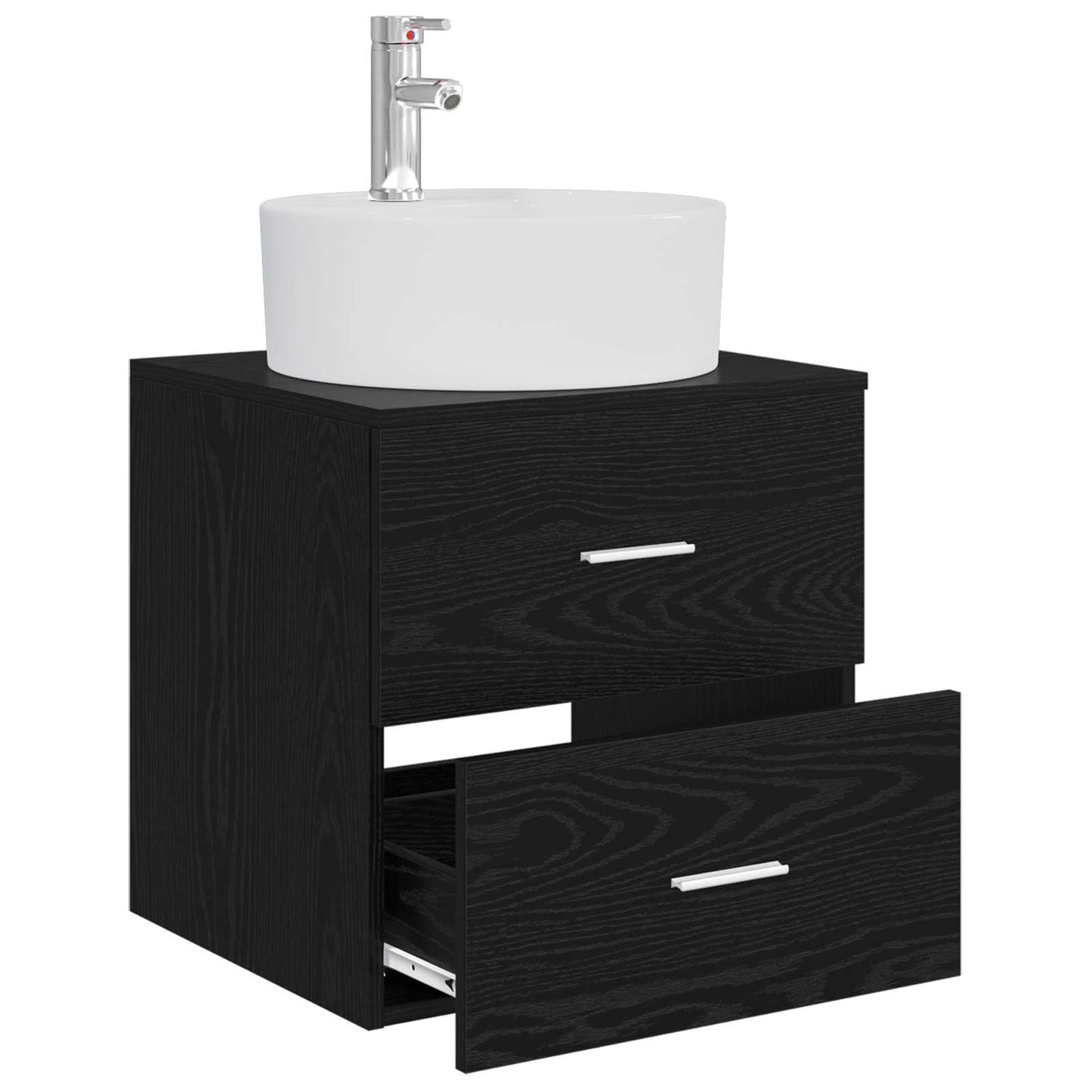 Wall-Mounted Sink Vanity Black Oak 49.5 x 44.5 x 65 cm