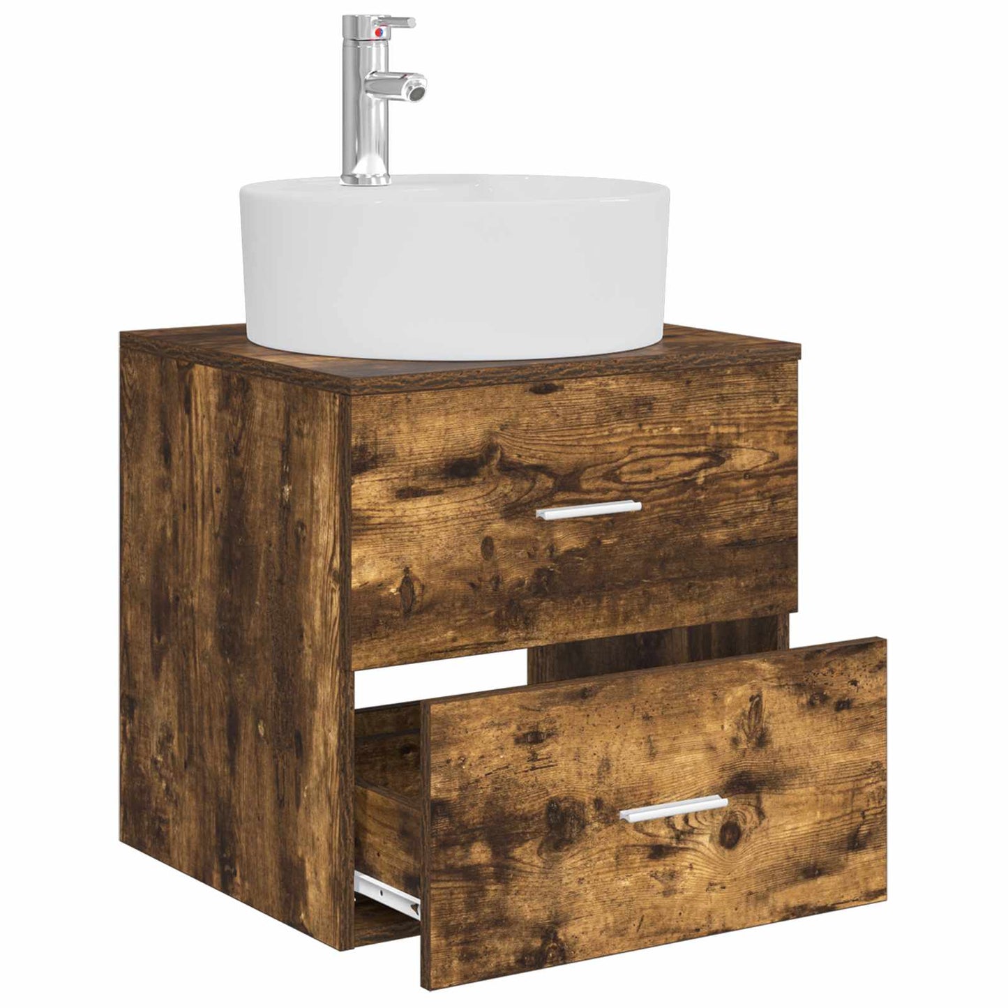 Wall-Mounted Sink Vanity Smoked Oak 49.5 x 44.5 x 65 cm