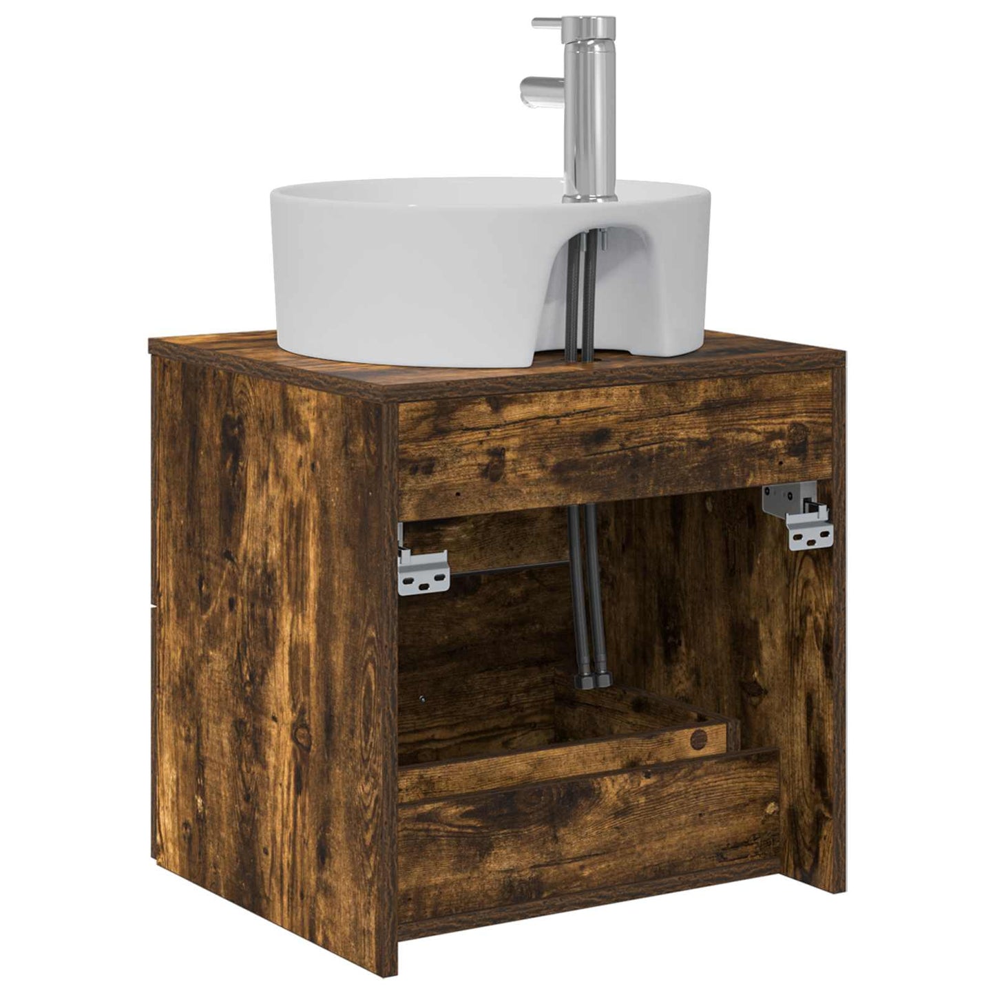 Wall-Mounted Sink Vanity Smoked Oak 49.5 x 44.5 x 65 cm