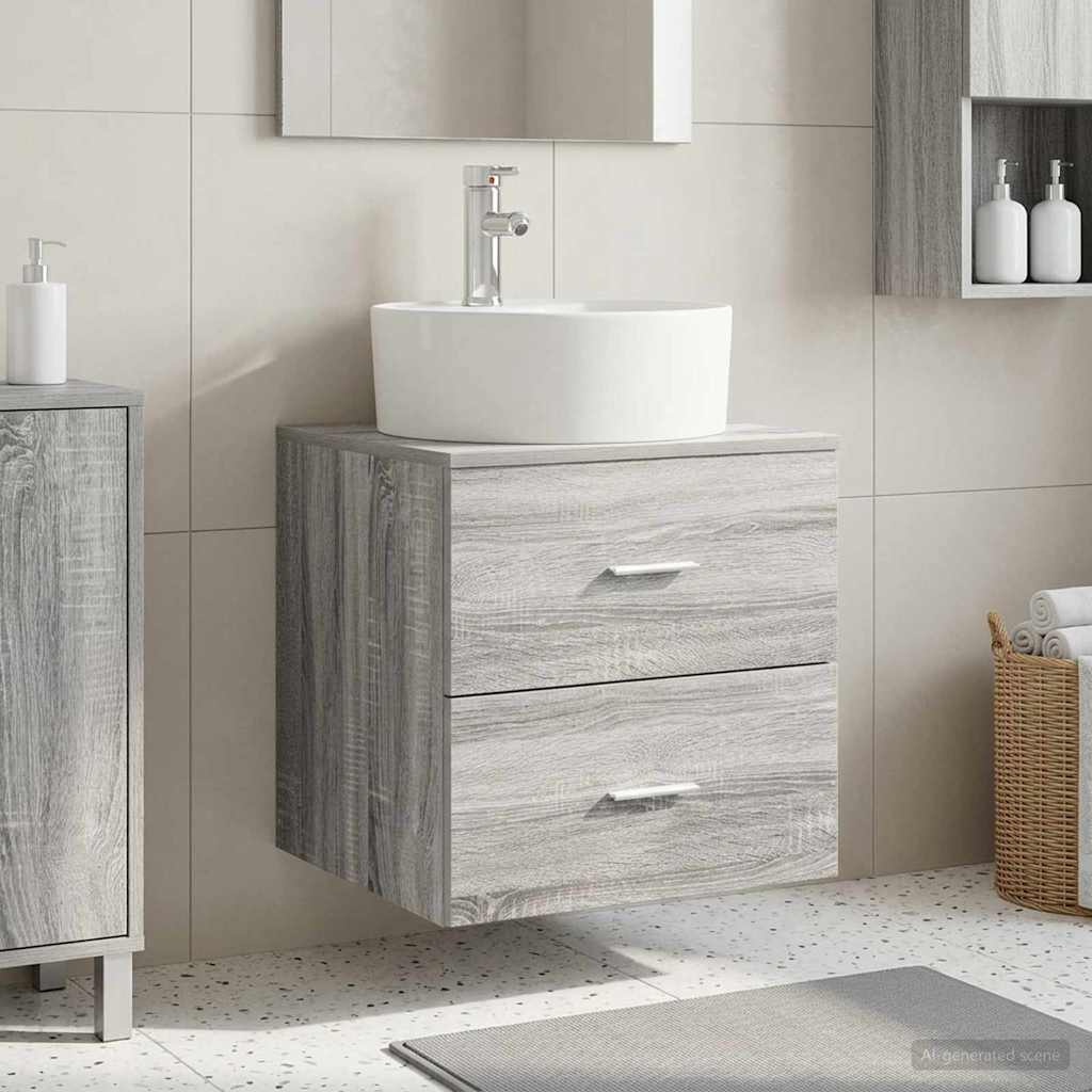Wall-Mounted Sink Vanity Grey Sonoma 49.5 x 44.5 x 65 cm