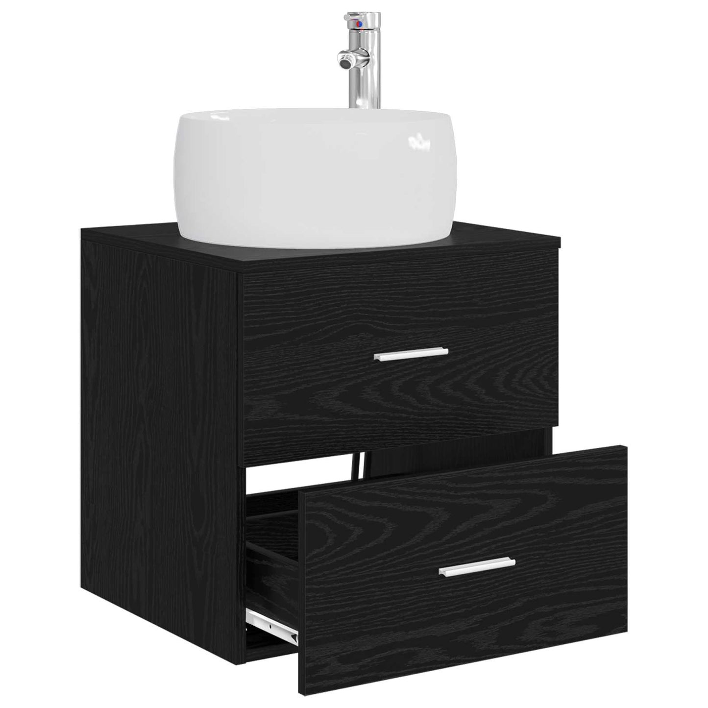 Wall-Mounted Sink Vanity Black Oak 49.5 x 44.5 x 66 cm