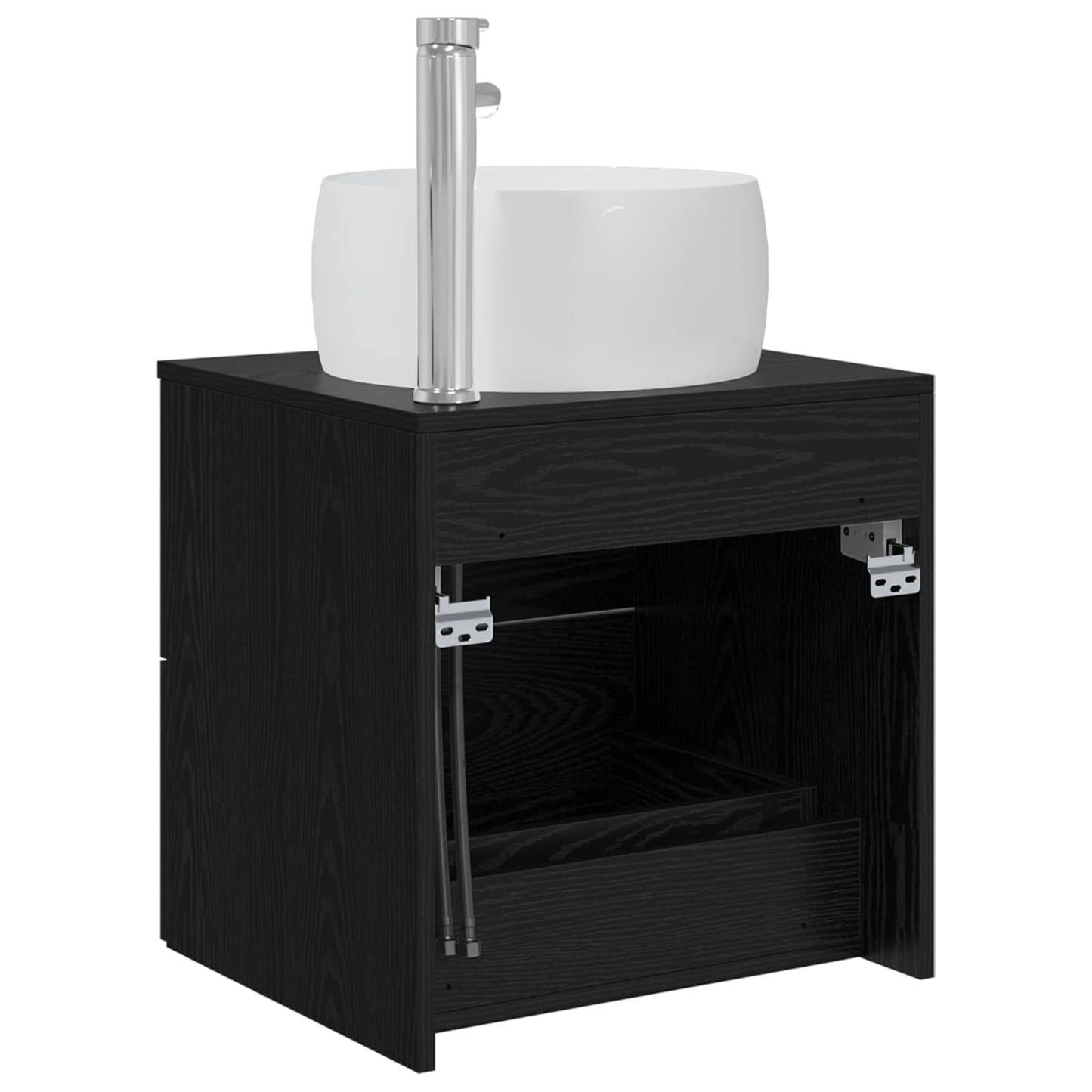 Wall-Mounted Sink Vanity Black Oak 49.5 x 44.5 x 66 cm