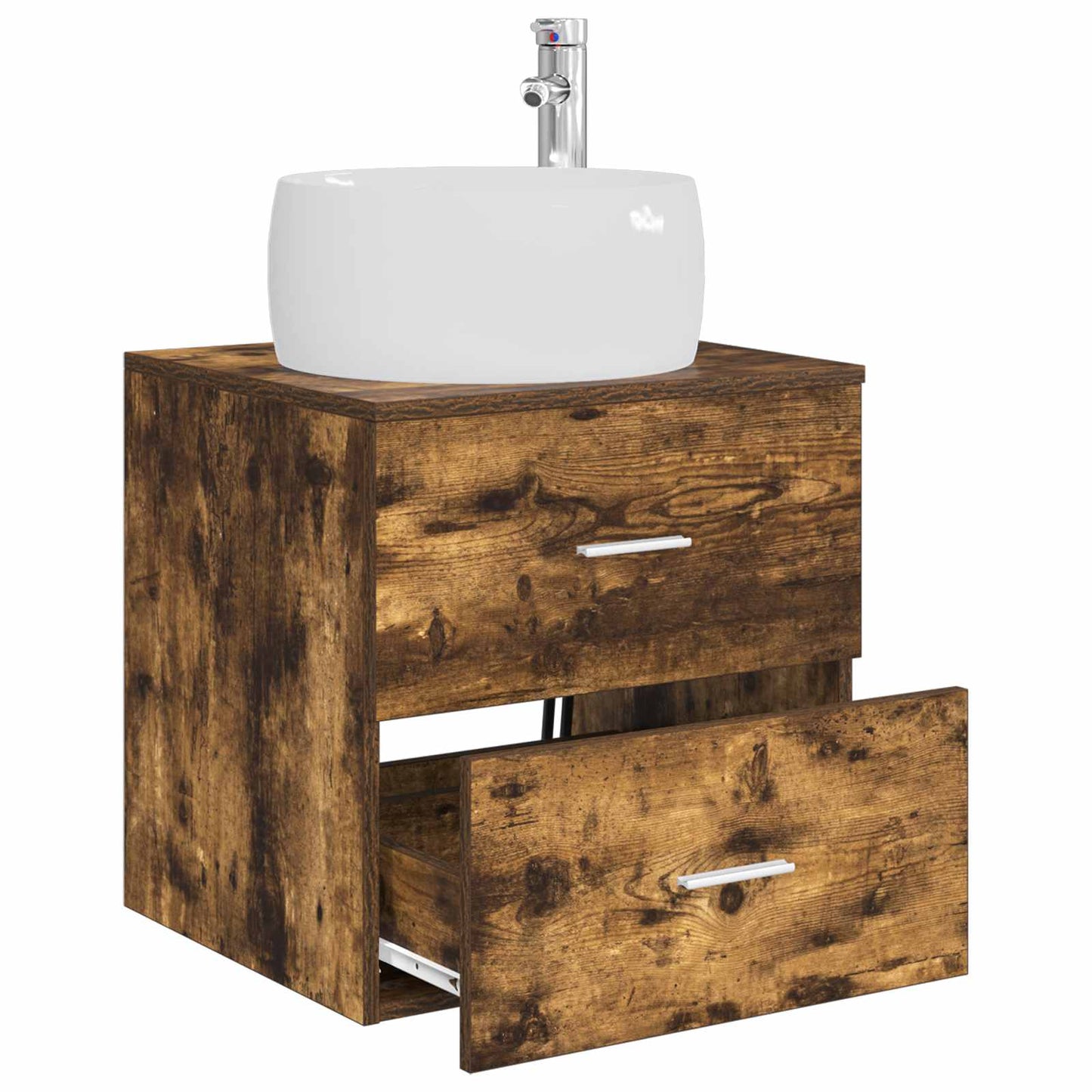 Wall-Mounted Sink Vanity Smoked Oak 49.5 x 44.5 x 66 cm