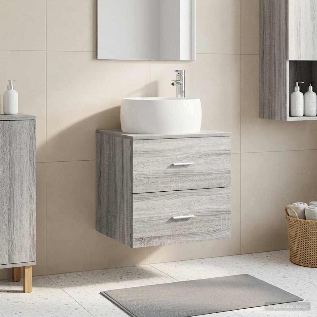Wall-Mounted Sink Vanity Grey Sonoma 49.5 x 44.5 x 66 cm