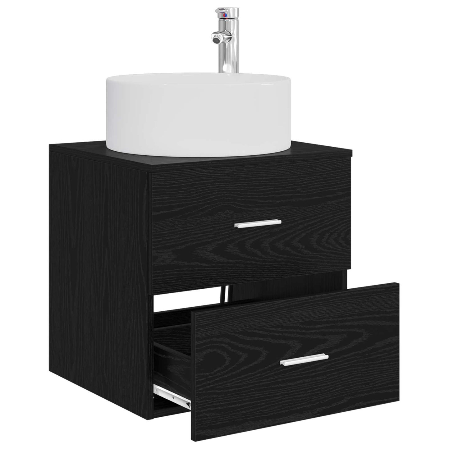 Wall-Mounted Sink Vanity Black Oak 49.5 x 44.5 x 65.5 cm