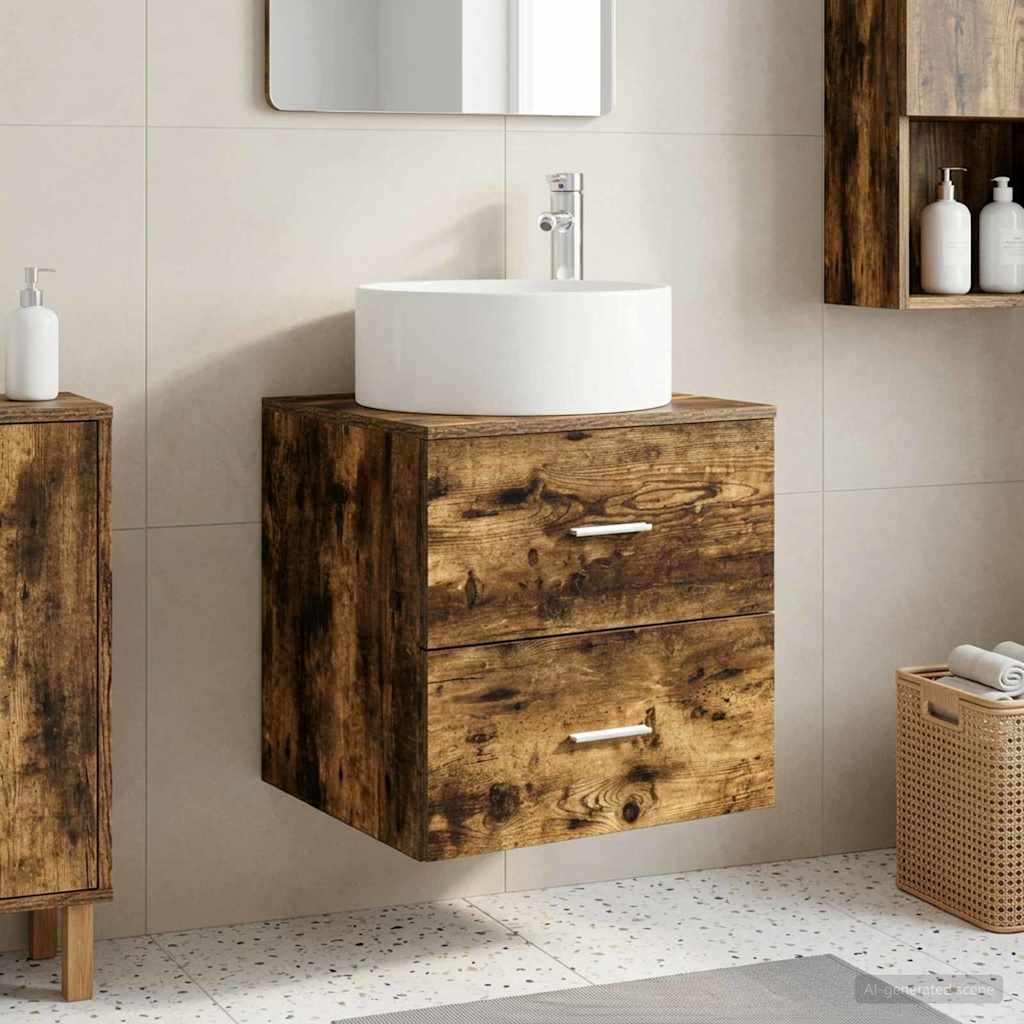 Wall-Mounted Sink Vanity Smoked Oak 49.5 x 44.5 x 65.5 cm