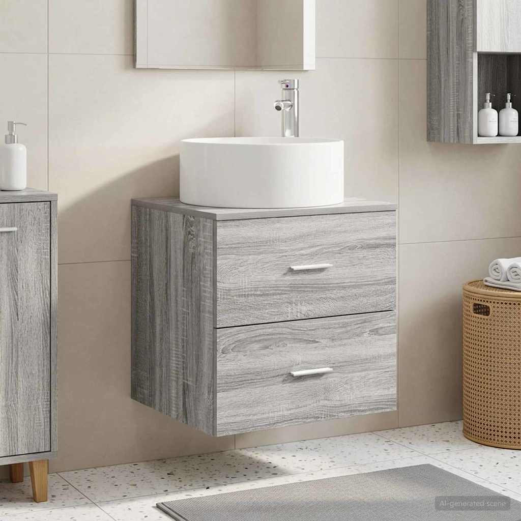 Wall-Mounted Sink Vanity Grey Sonoma 49.5 x 44.5 x 65.5 cm