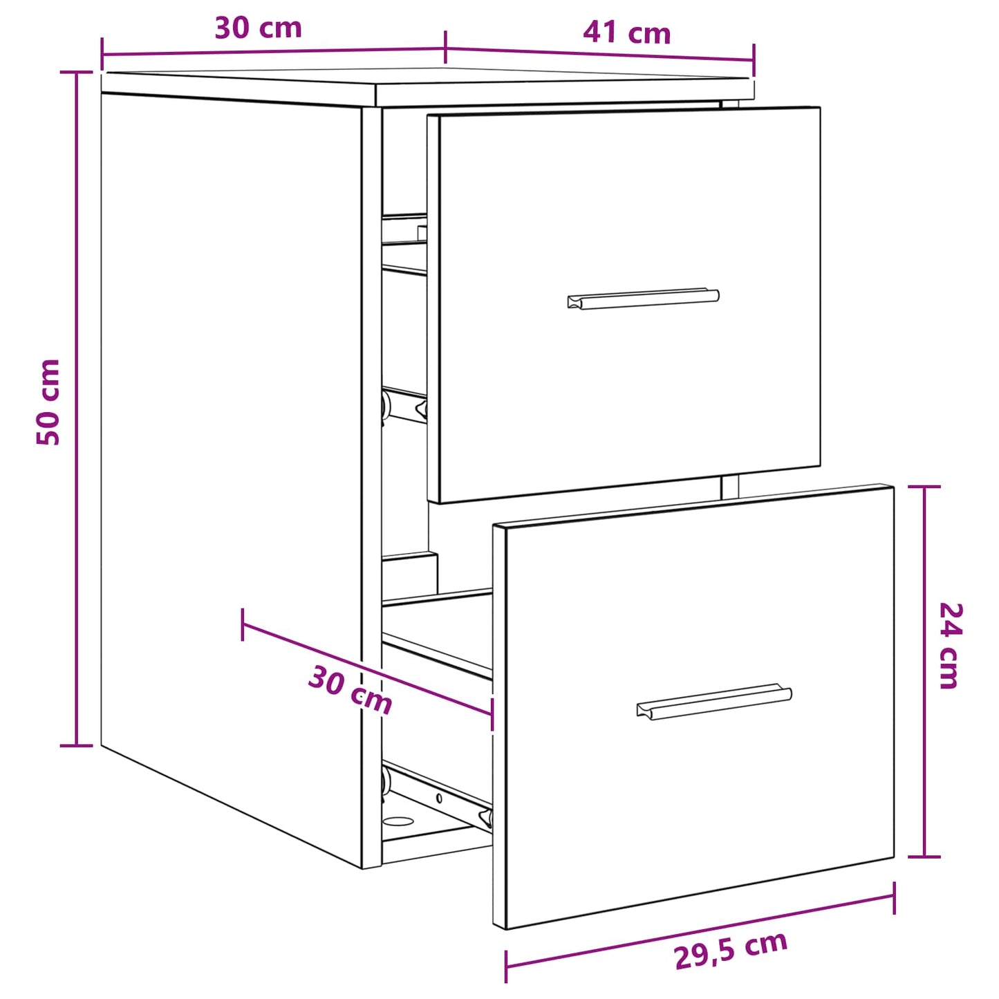 Bathroom Cabinet In-between Black Oak 30 x 41 x 50 cm