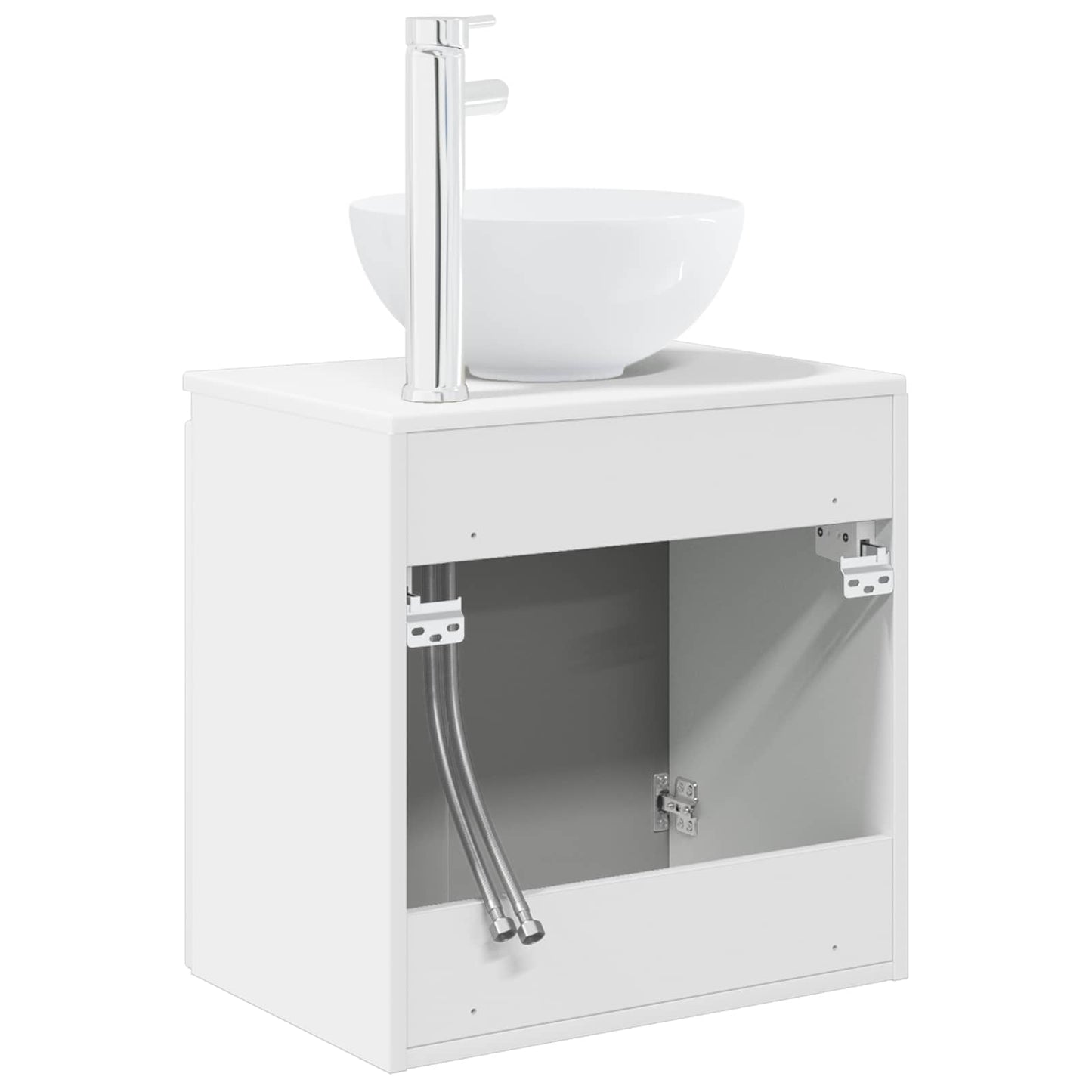 Wall-Mounted Sink Vanity High Gloss White 49.5 x 35 x 63 cm