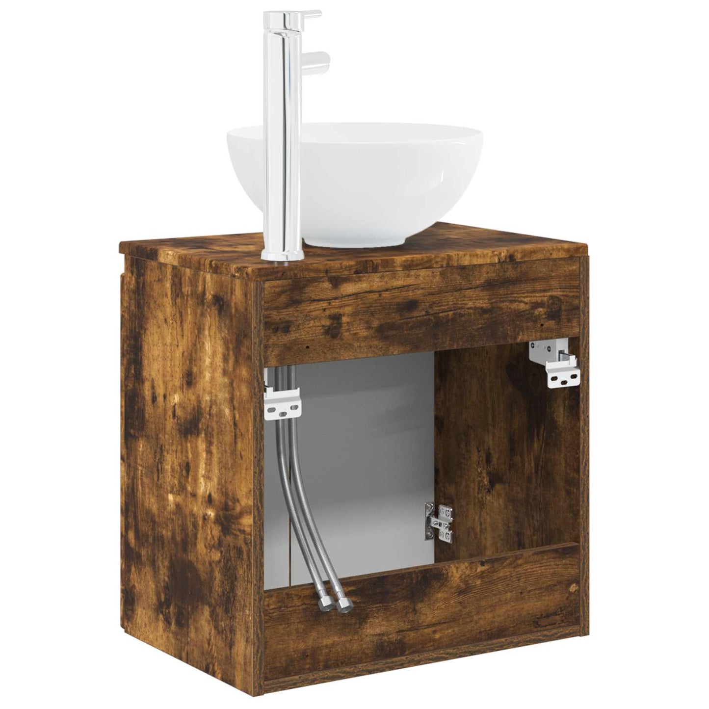 Wall-Mounted Sink Vanity Smoked Oak 49.5 x 41 x 64.5 cm
