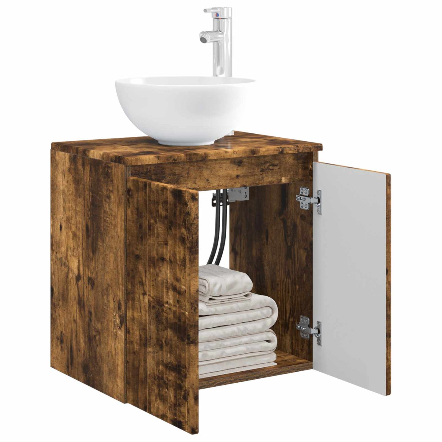 Wall-Mounted Sink Vanity Smoked Oak 49.5 x 41 x 64.5 cm
