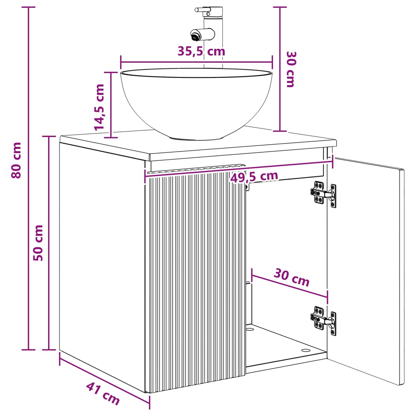 Wall-Mounted Sink Vanity Smoked Oak 49.5 x 41 x 64.5 cm