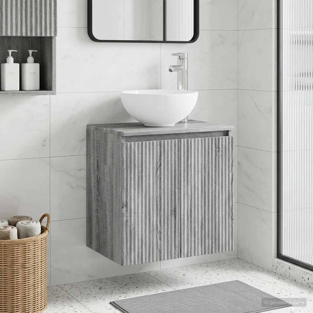 Wall-Mounted Sink Vanity Grey Sonoma 49.5 x 41 x 64.5 cm