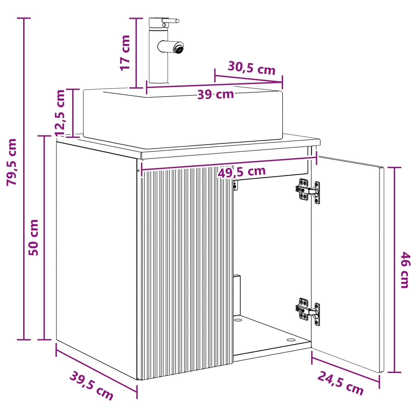 Wall-Mounted Sink Vanity Smoked Oak 49.5 x 41 x 62.5 cm