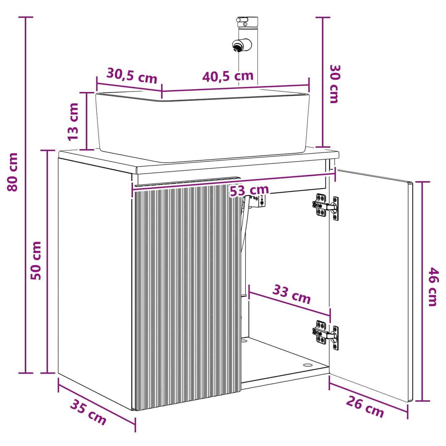 Wall-Mounted Sink Vanity White 53 x 35 x 63 cm Engineered Wood