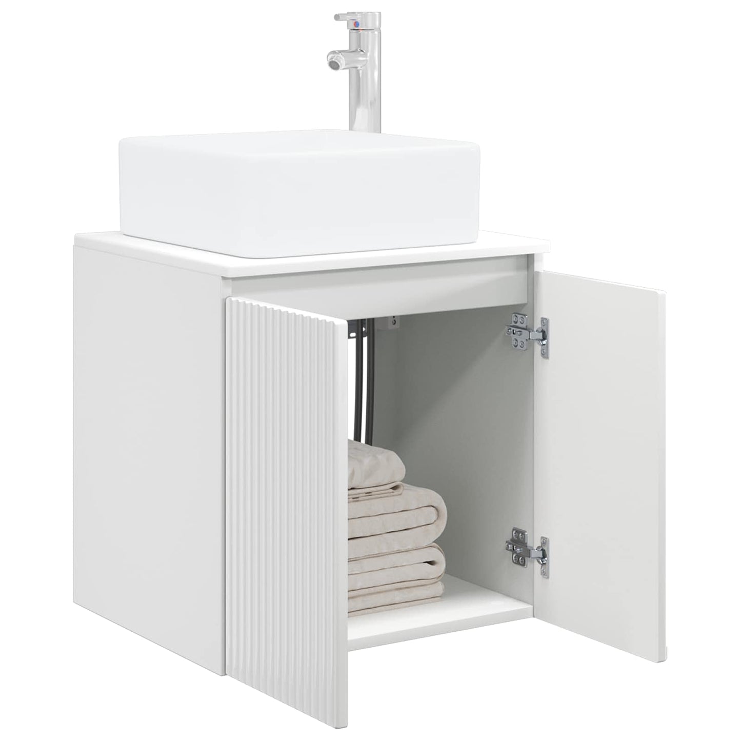 Wall-Mounted Sink Vanity High Gloss White 53 x 35 x 63 cm