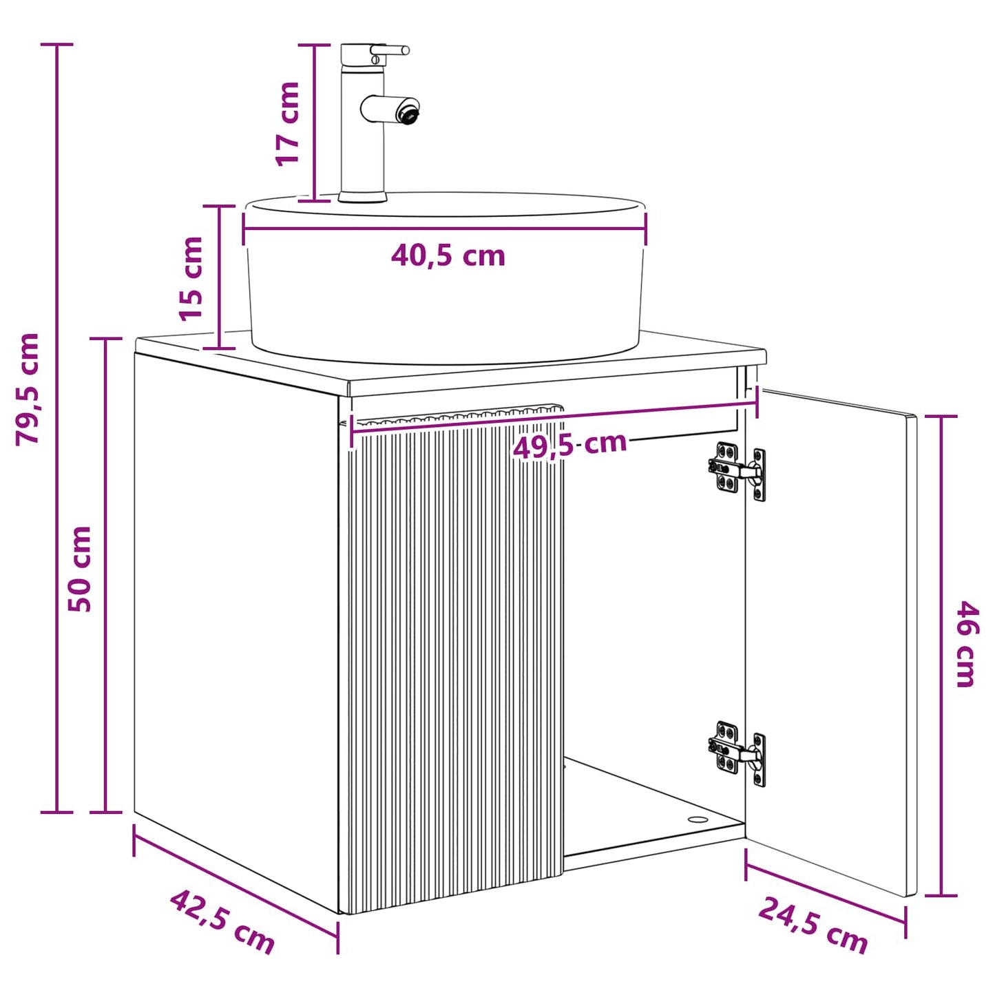 Wall-Mounted Sink Vanity Concrete Grey 49.5 x 44.5 x 65 cm