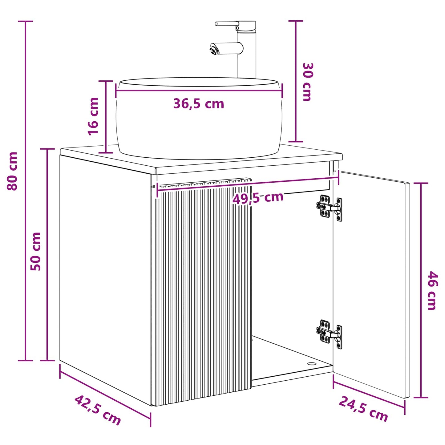 Wall-Mounted Sink Vanity Concrete Grey 49.5 x 44.5 x 66 cm