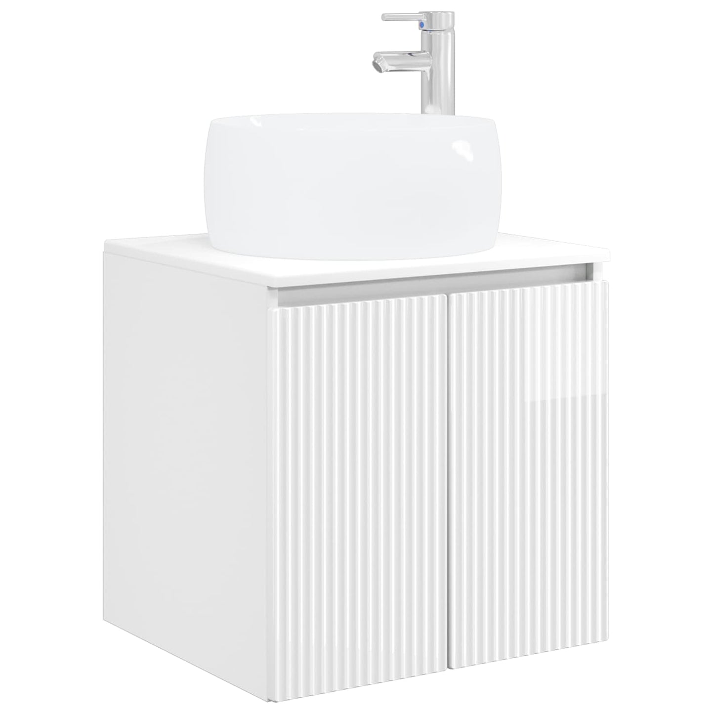 Wall-Mounted Sink Vanity High Gloss White 49.5 x 44.5 x 66 cm