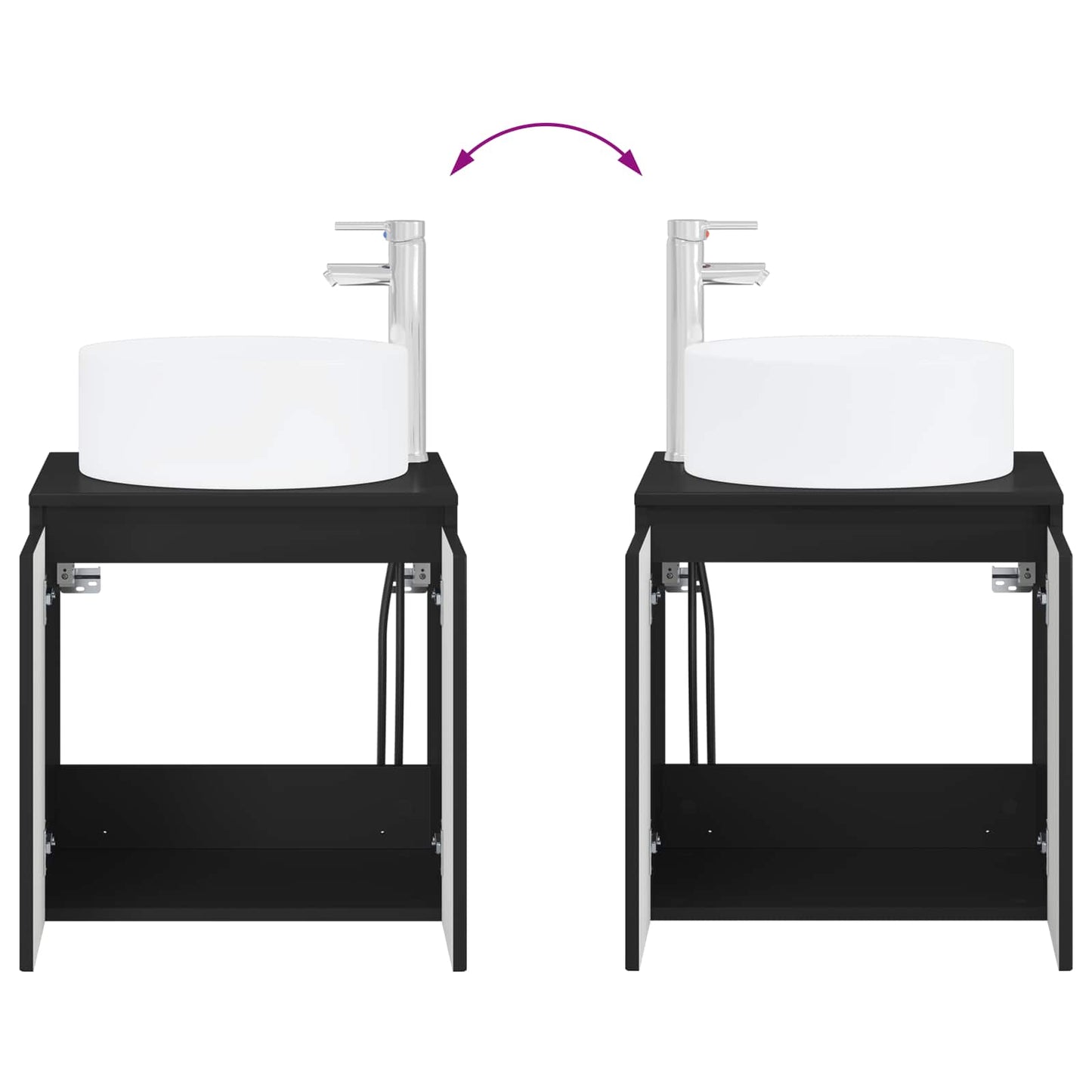 Wall-mounted Sink Vanity Black 49.5 x 44.5 x 65.5 cm