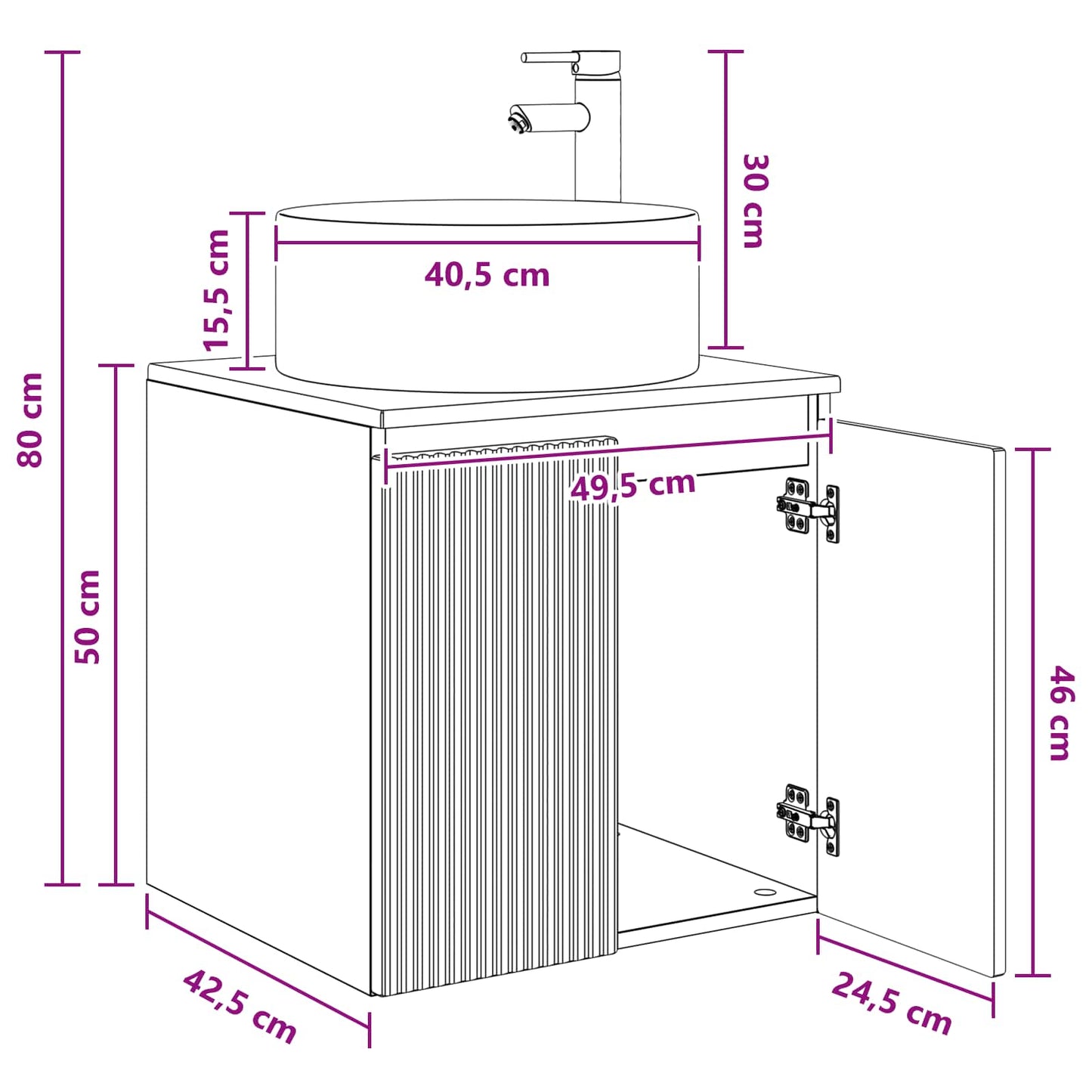 Wall-mounted Sink Vanity Smoked Oak 49.5 x 44.5 x 65.5 cm