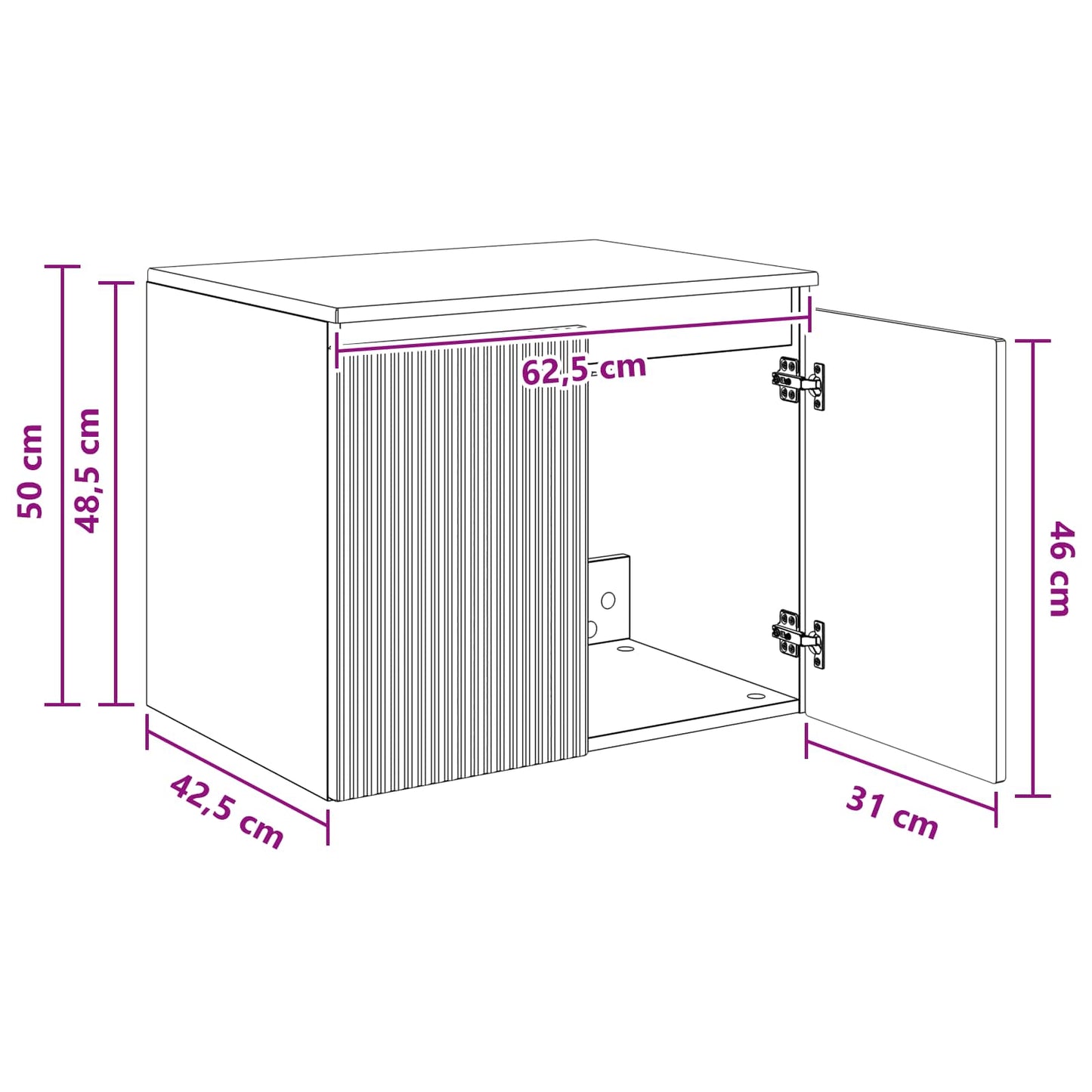 Wall-mounted Bathroom Cabinet Black 62.5 x 44.5 x 50 cm