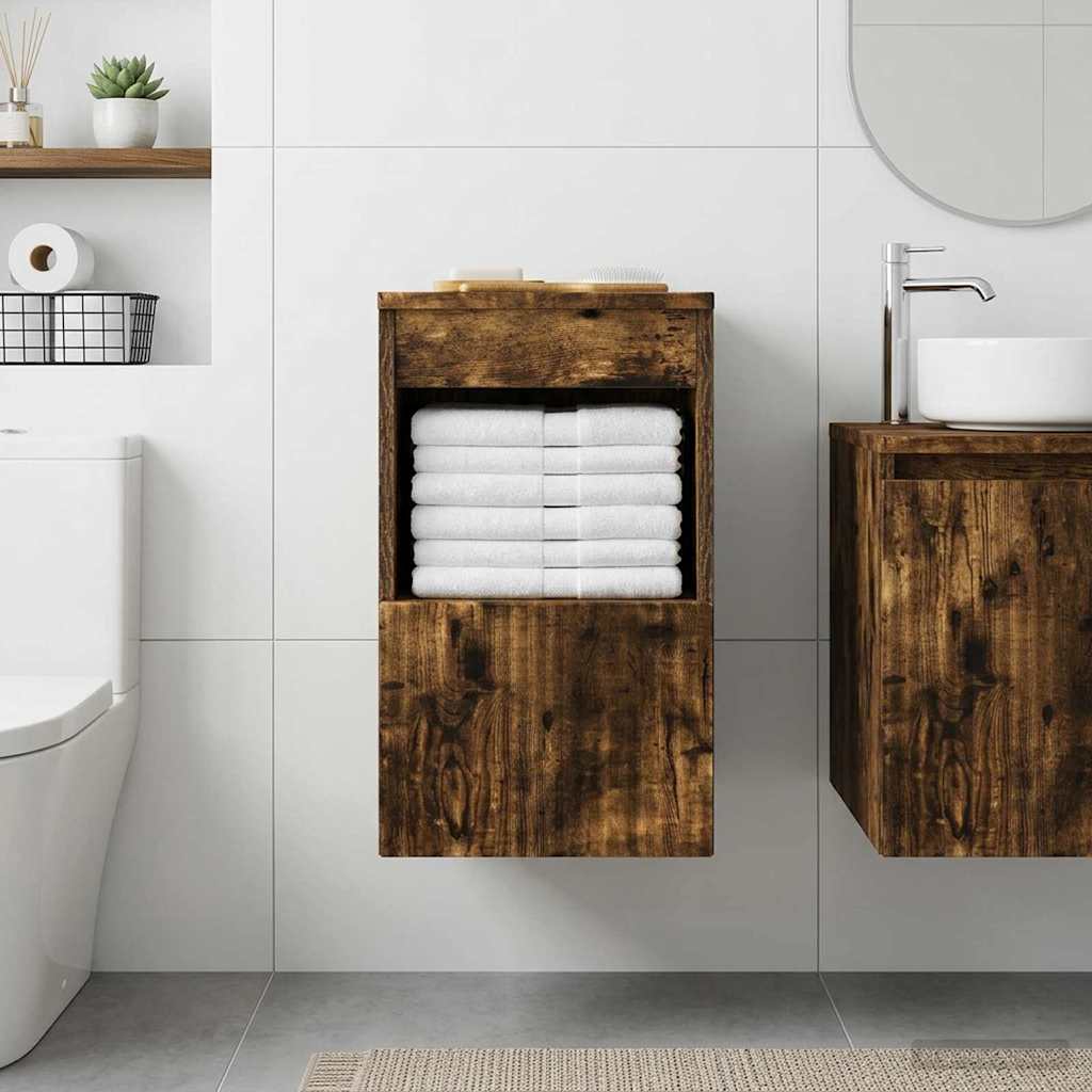 Bathroom Cabinet Smoked Oak 30 x 35 x 50 cm Engineered Wood