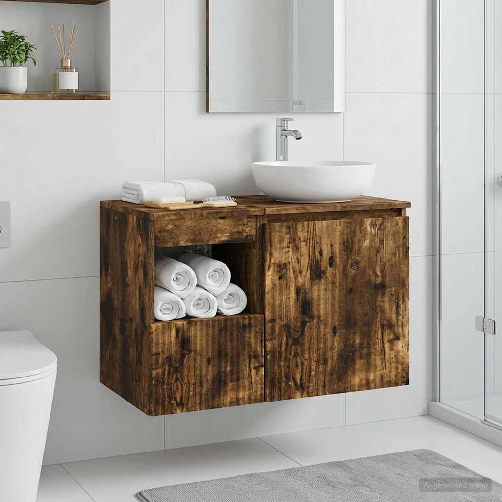 Bathroom Cabinet Smoked Oak 30 x 44.5 x 50 cm Engineered Wood
