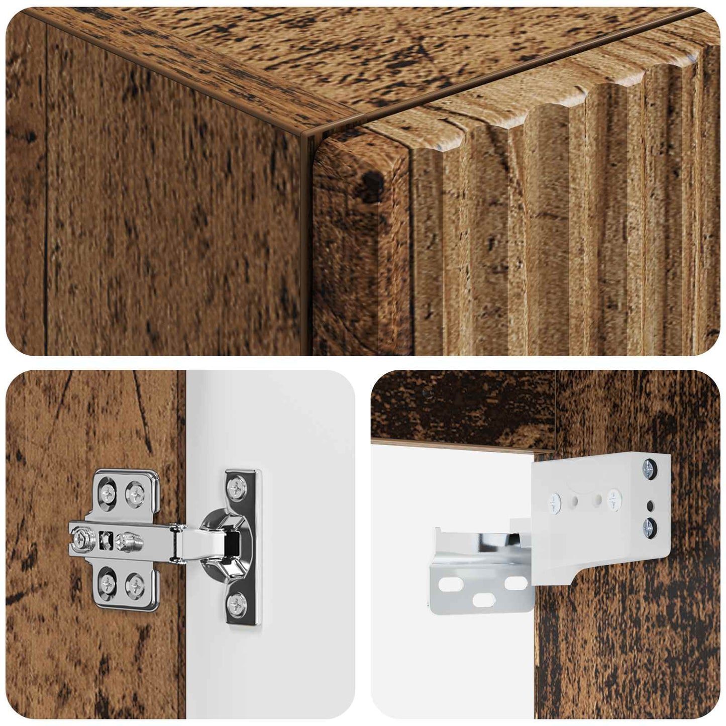 Wall-mounted Bathroom Cabinet Old Wood 33 x 34.5 x 60 cm
