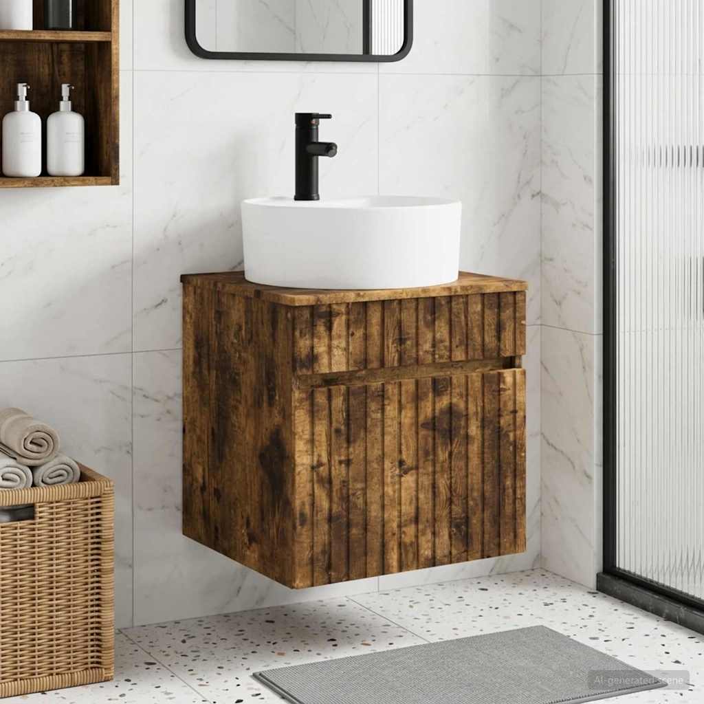 Wall-mounted Sink Vanity Smoked Oak 49 x 44.5 x 65 cm