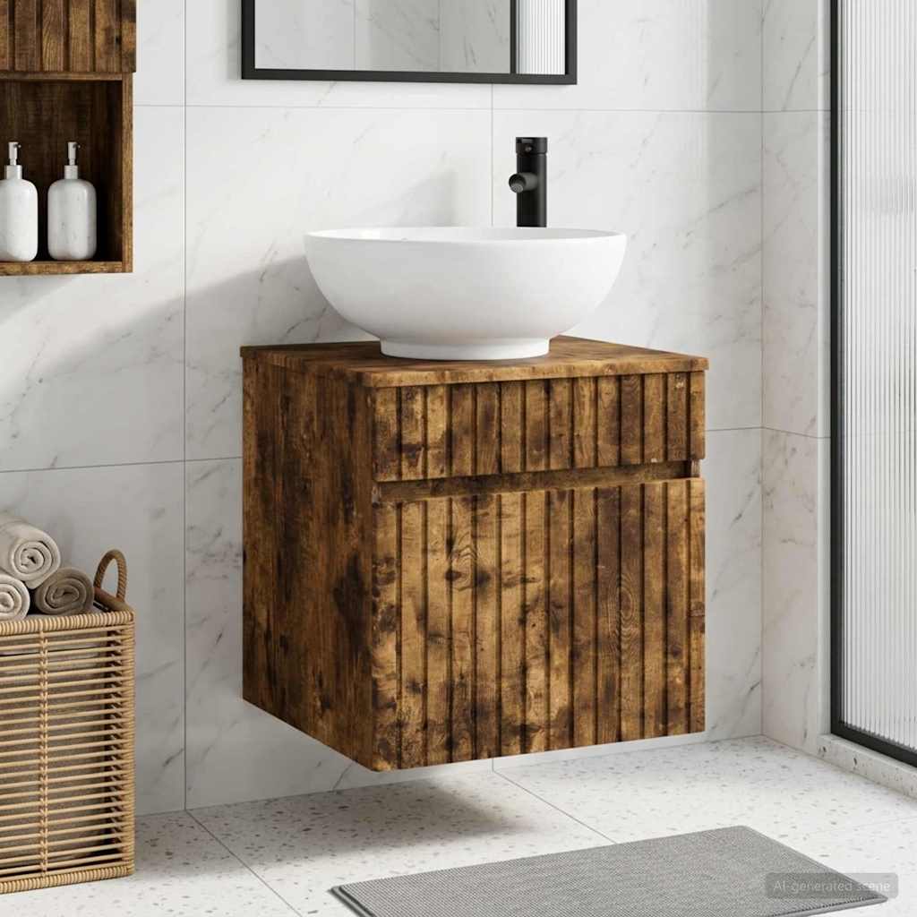 Wall-mounted Sink Vanity Smoked Oak 49 x 44.5 x 66.5 cm