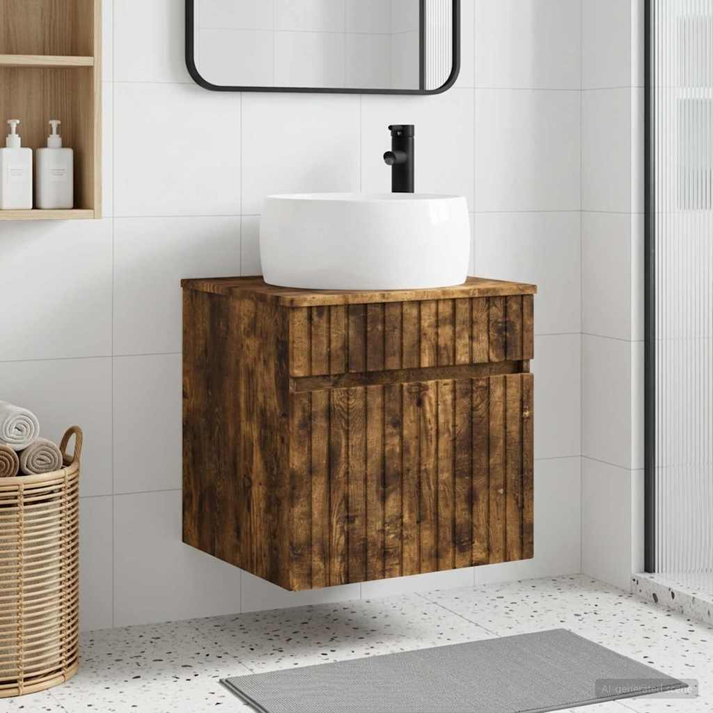Wall-mounted Sink Vanity Smoked Oak 49 x 44.5 x 66 cm