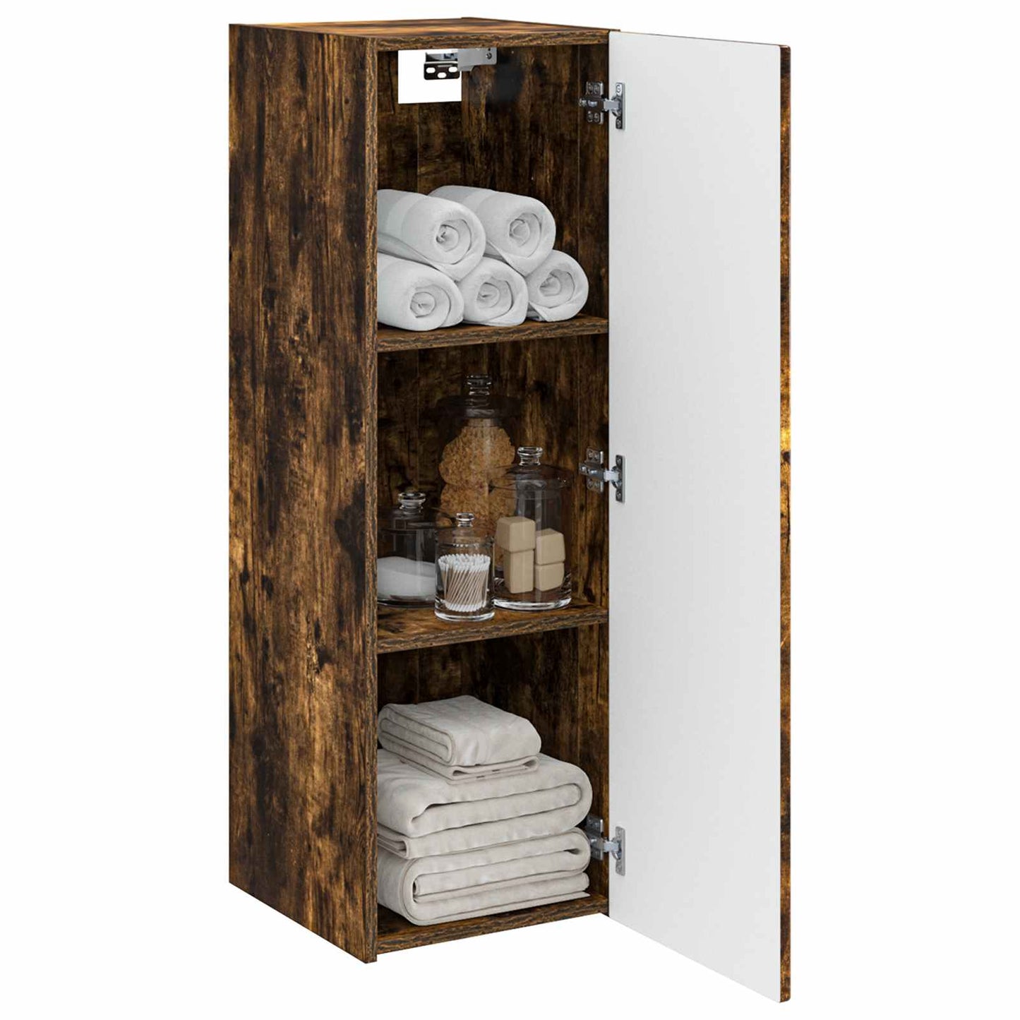 Wall-mounted Bathroom Cabinet Smoked Oak 33 x 34.5 x 100 cm