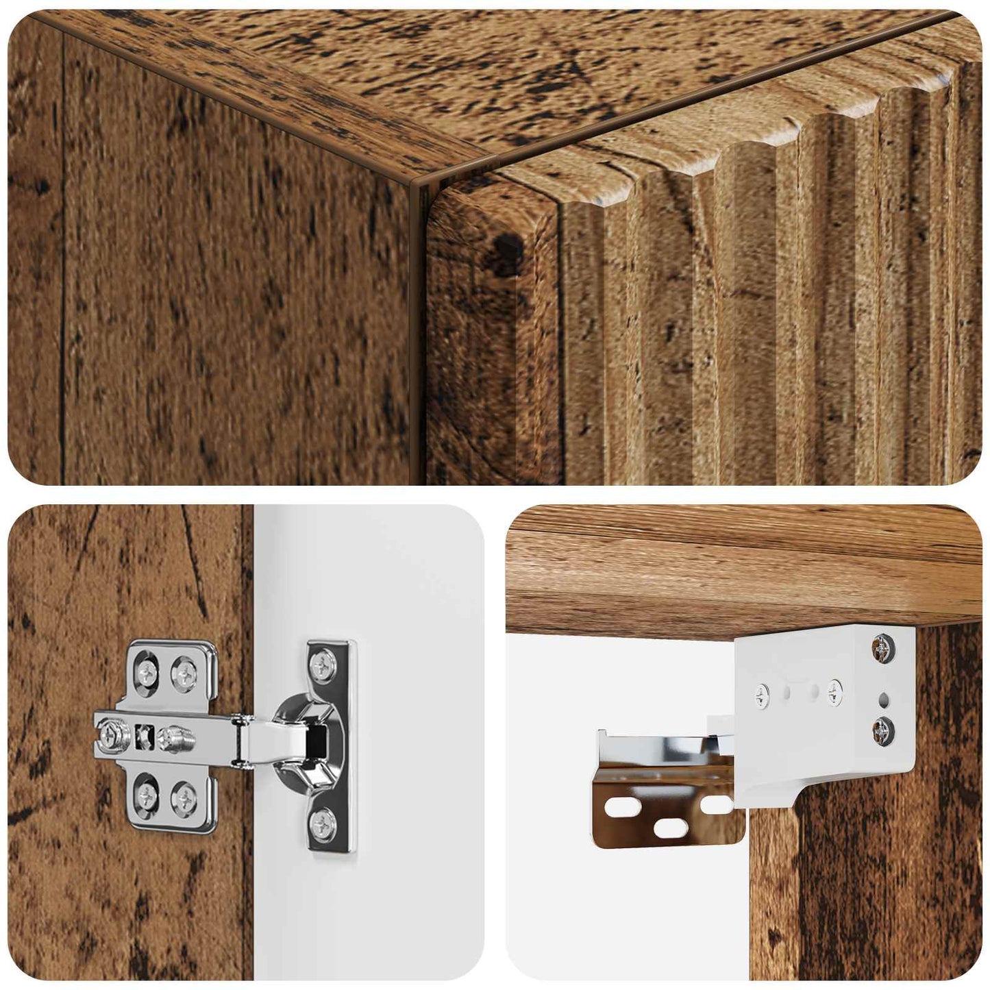 Wall-mounted Bathroom Cabinet Old Wood 33 x 34.5 x 100 cm