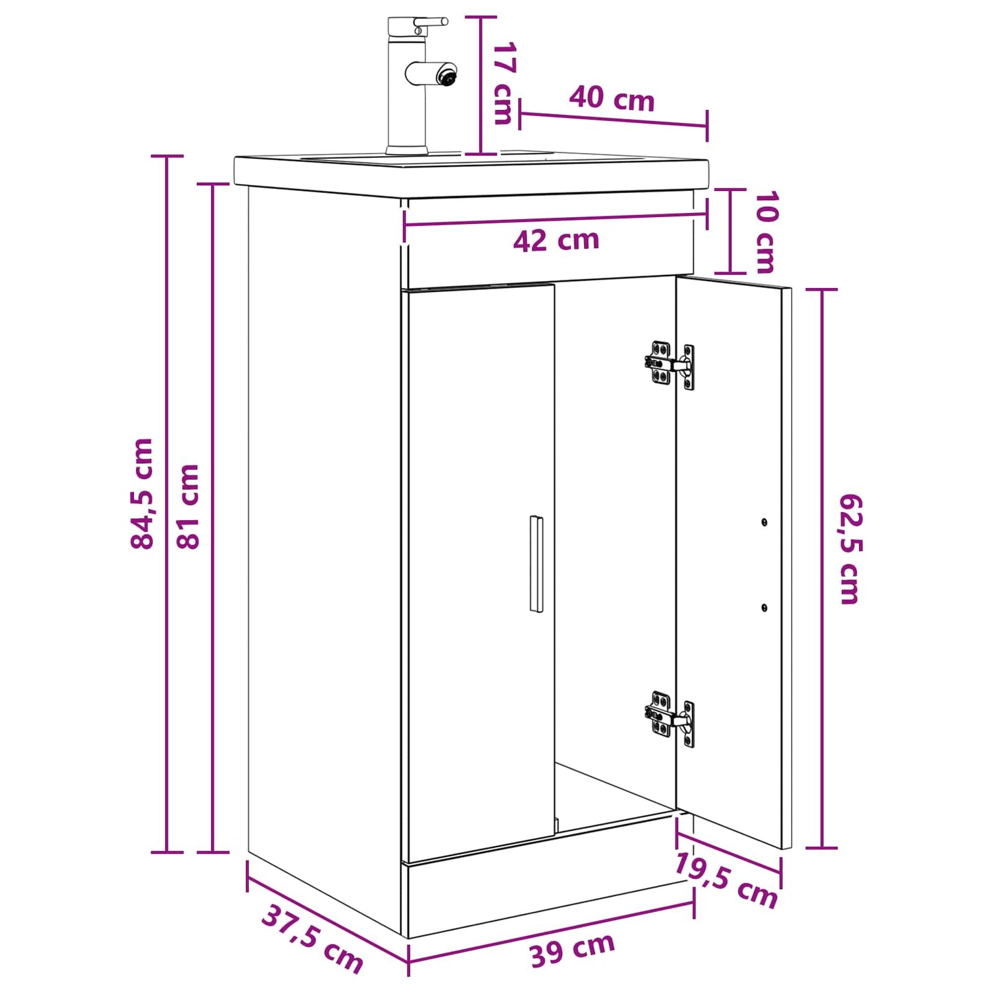 Bathroom Vanity with Sink Old Wood 42 x 40 x 84.5 cm