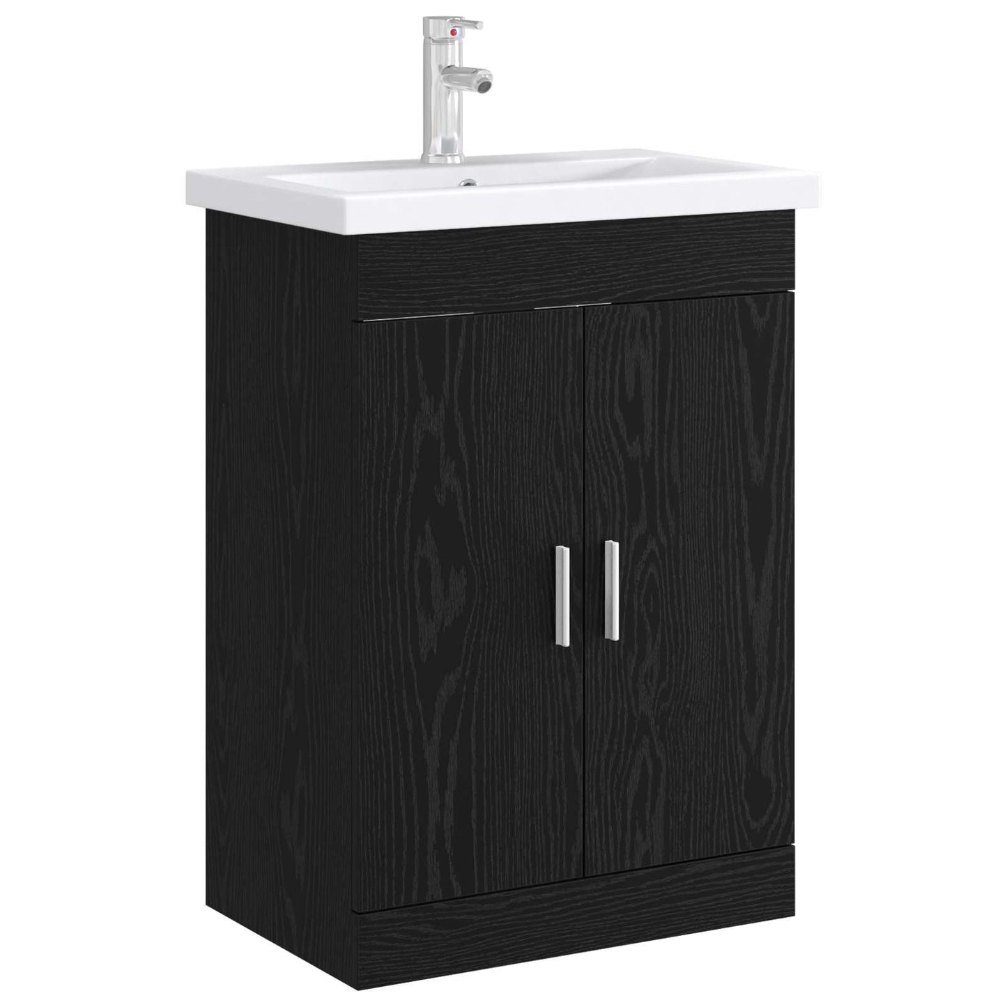 Bathroom Under Sink Cabinet Black Oak 56 x 37.5 x 81 cm