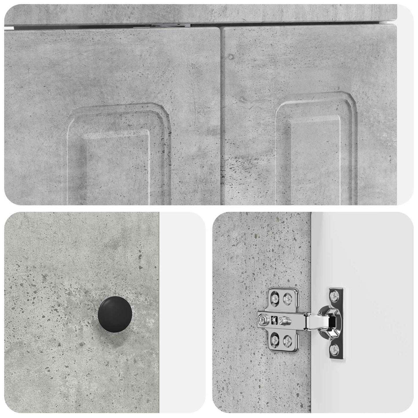 Bathroom Under Sink Cabinet Concrete Grey 56 x 37.5 x 81 cm