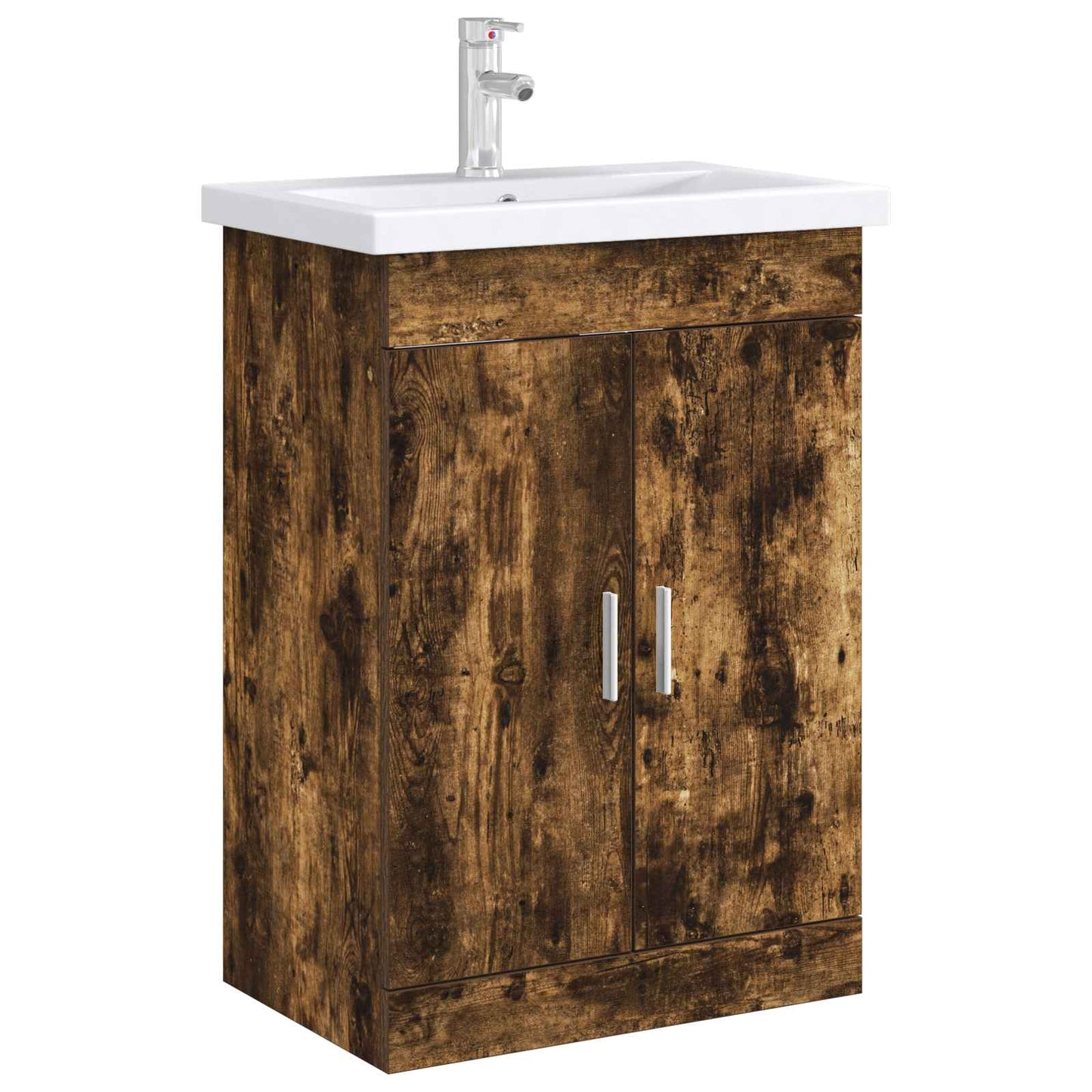 Bathroom Under Sink Cabinet Smoked Oak 56 x 37.5 x 81 cm