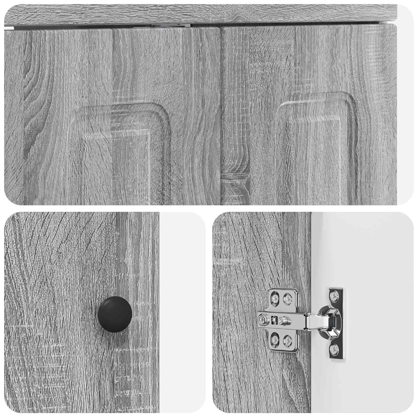 Bathroom Under Sink Cabinet Grey Sonoma 56 x 37.5 x 81 cm