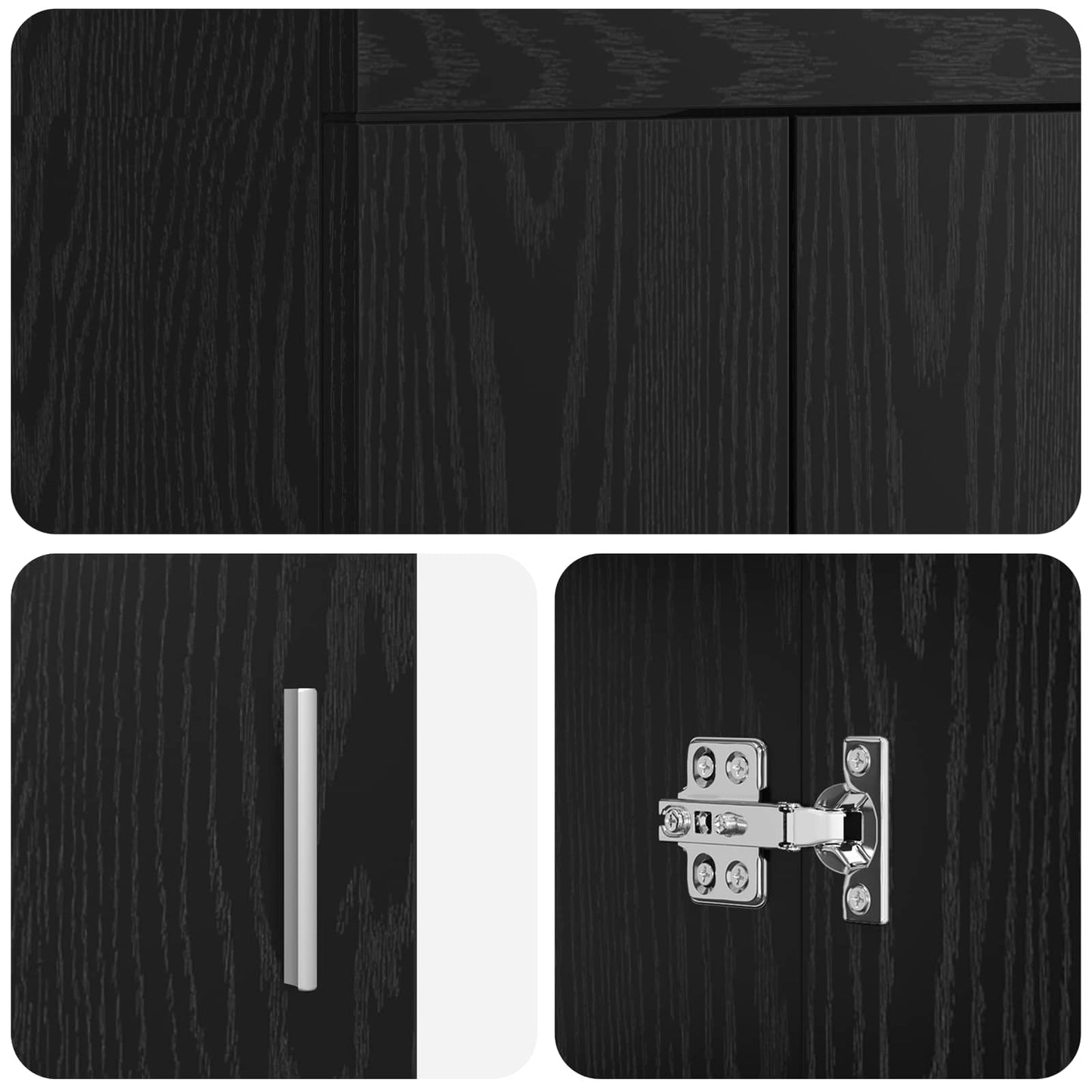 Bathroom Under Sink Cabinet Black Oak 78.5 x 37.5 x 81 cm