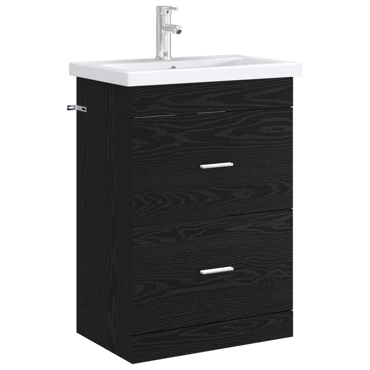 Bathroom Under Sink Cabinet Black Oak 56 x 37.5 x 81 cm