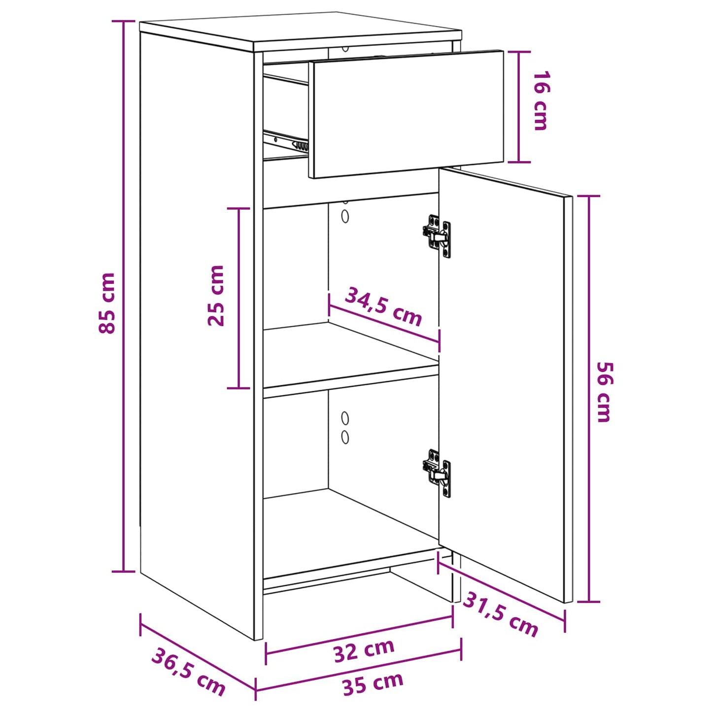 Bathroom Cabinet Sonoma Oak 35 x 36.5 x 85 cm Engineered Wood