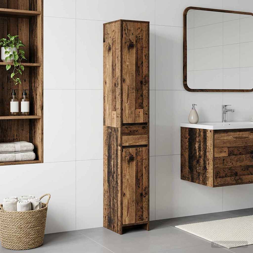 Bathroom Cabinet Old Wood 30 x 33 x 190 cm Engineered Wood
