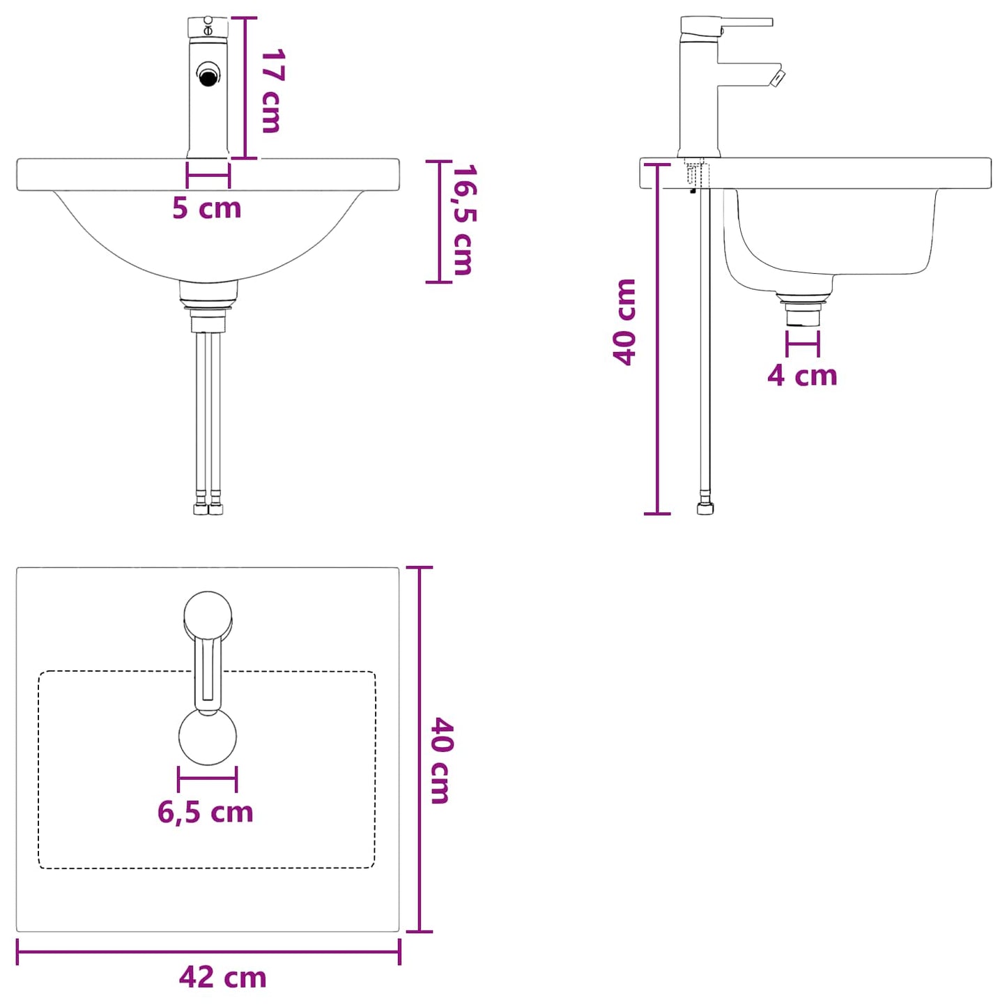Bathroom Vanity with Sink Old Wood 42 x 40 x 84.5 cm